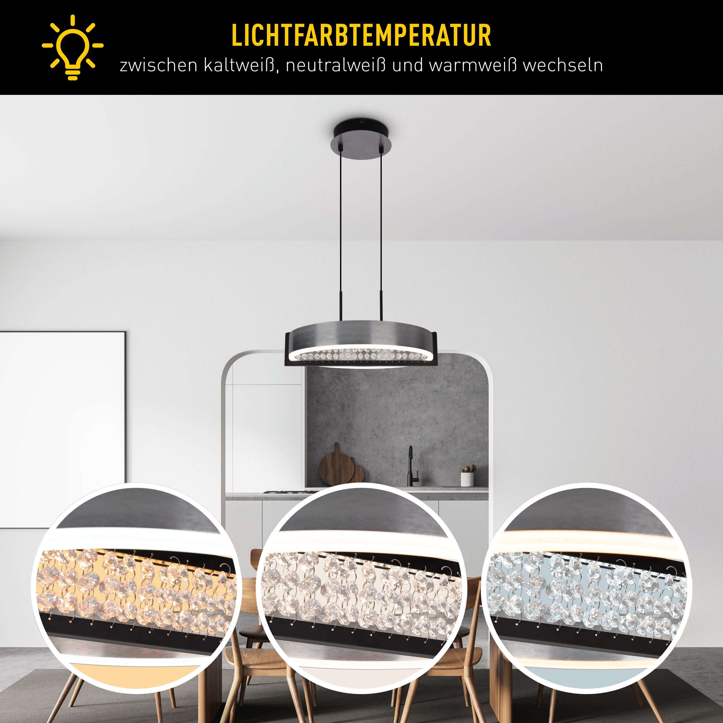 näve LED Pendelleuchte »Yvaris« LED-Modul 1 Stk. warmweiß - kaltweiß günstig online kaufen