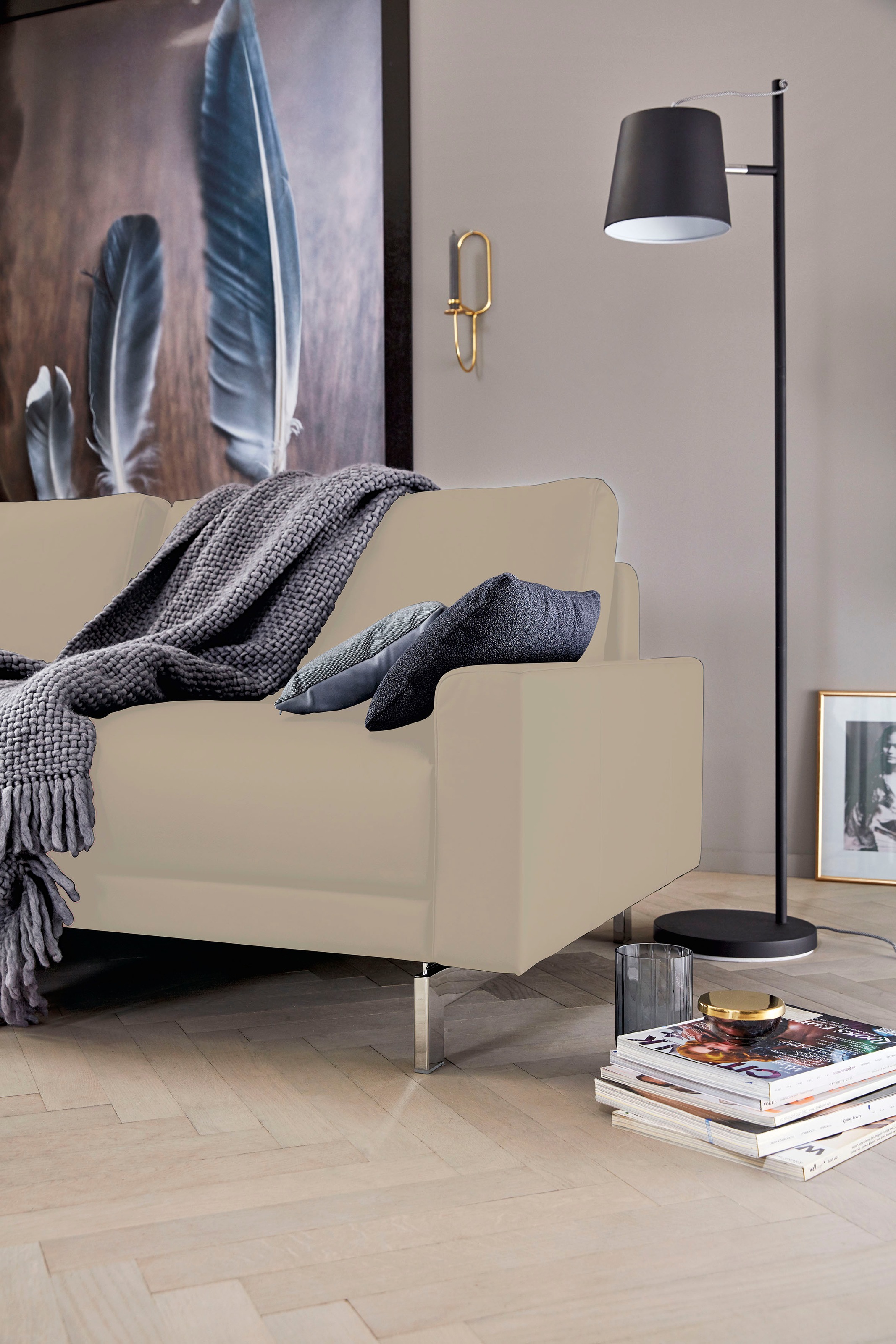 Creation BY ROLF BENZ 2,5-Sitzer »CR.450, Designsofa, Loungesofa«, Armlehne niedrig, Fuß chromfarben glänzend, Breite 184 cm