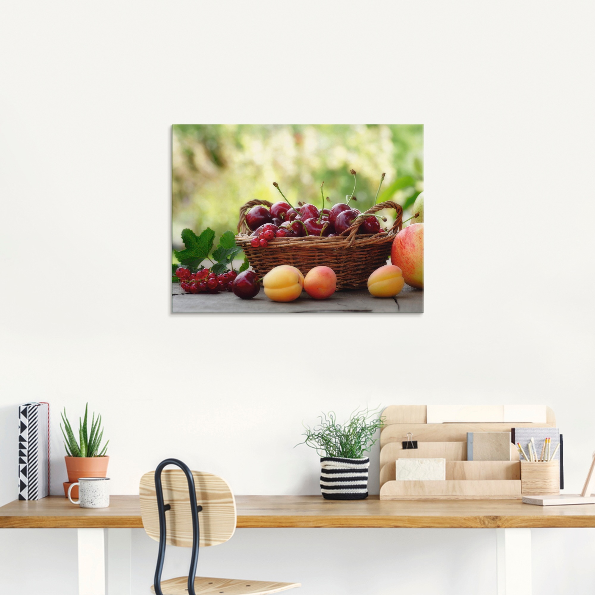 Artland Glasbild »Frische Früchte Körbchen«, Lebensmittel, (1 St.), in verschiedenen Größen