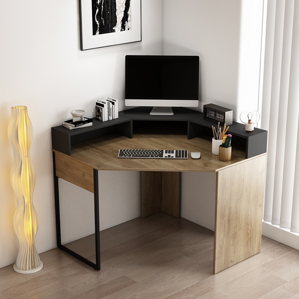 OTTO home Eckschreibtisch »Moid« mit Schreibtischaufsatz, modernes Design, B. 100 cm