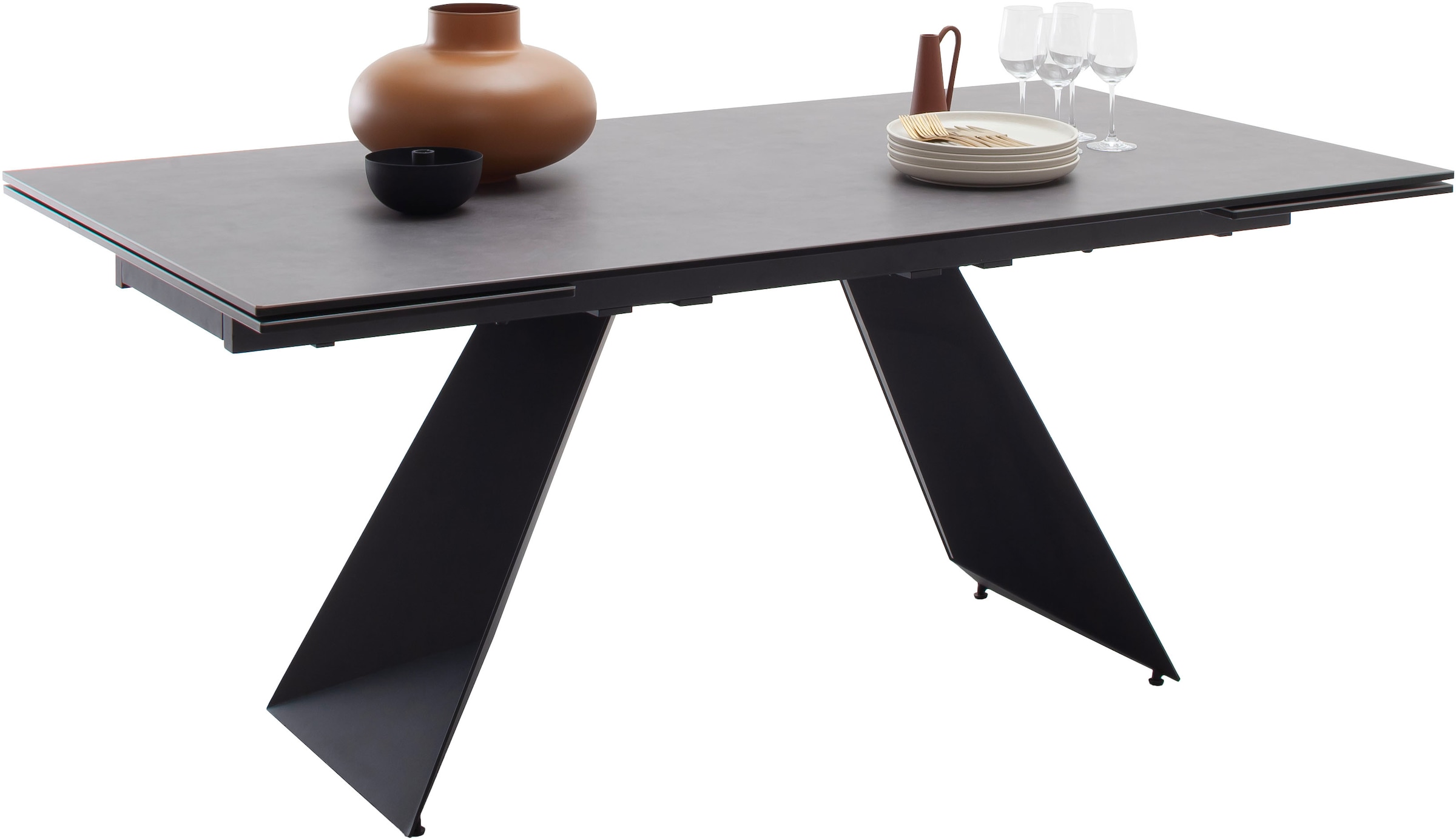 MCA furniture Esstisch »Nagoya« 1 Stk. tlg. Auszugstisch, Stirnauszug, Metallgestell, Keramik, Sicherheitsglas