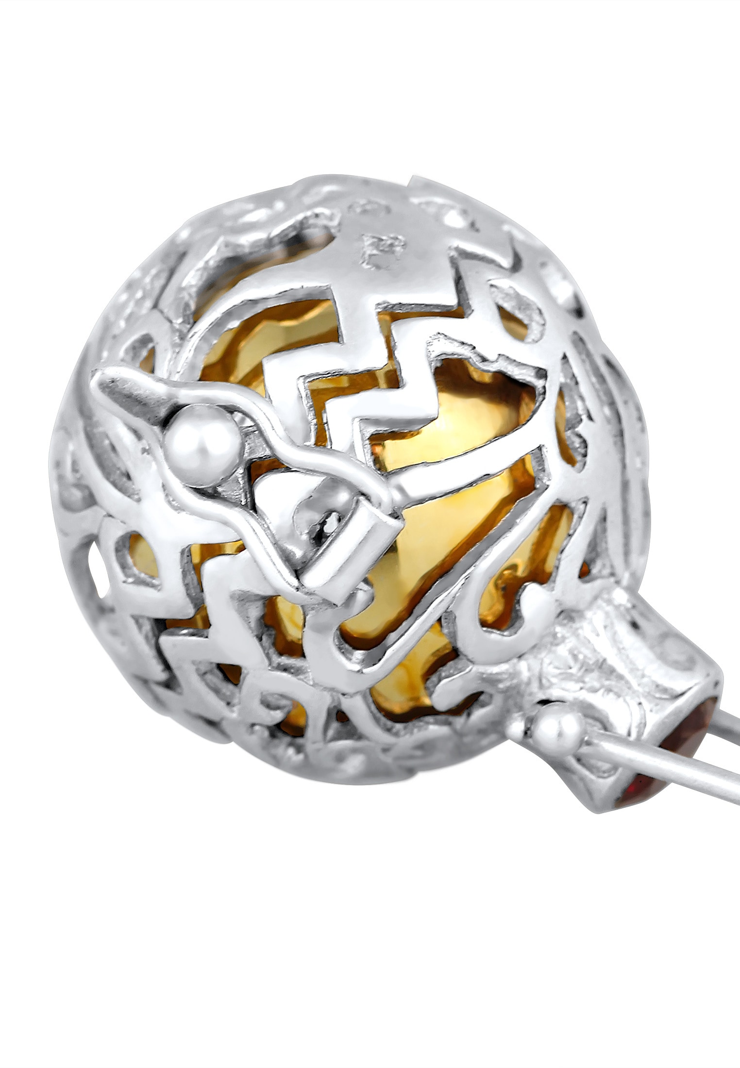 Nenalina Charm-Einhänger »Klangkugel Ornament Granat Romantik 925 Silber«