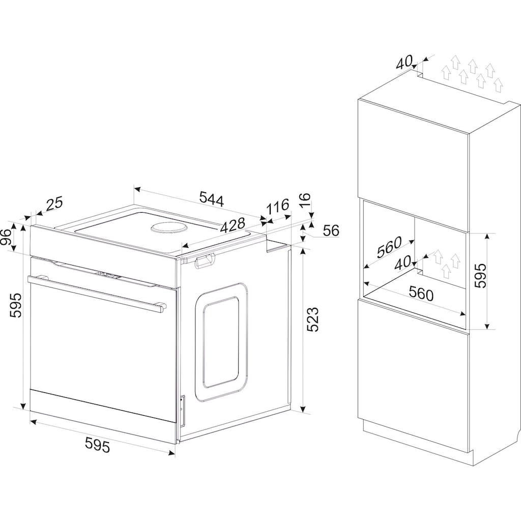 Amica Einbaubackofen »EBX 943 600 S«, EBX 943 600 S, mit Teleskopauszug nachrüstbar, Steam Clean