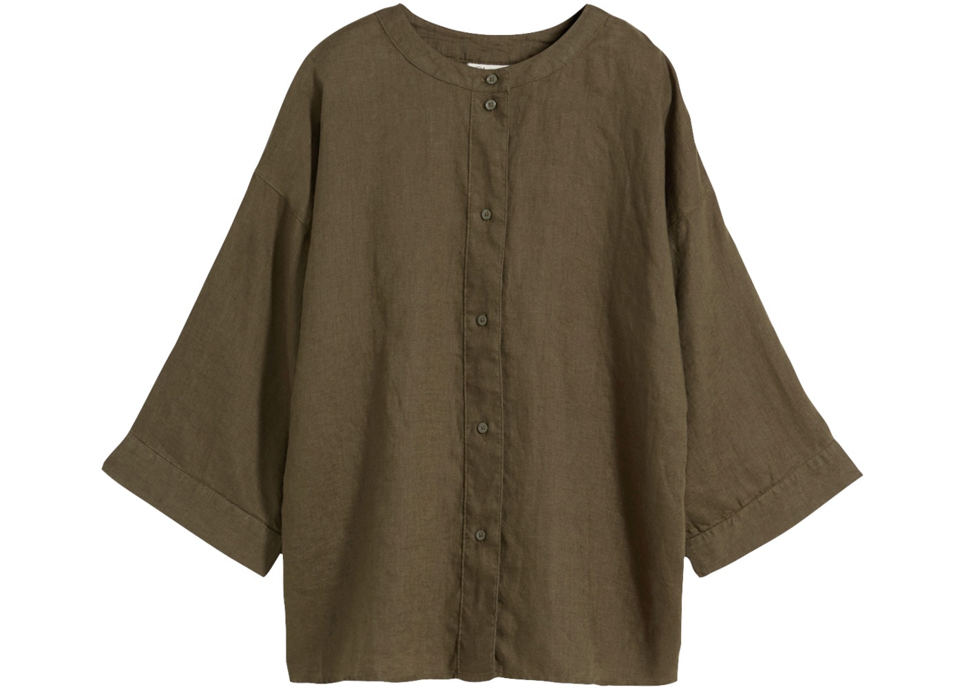bonprix Shirtbluse Oversize-Passform, aus Leinen, strukturierte Oberfläche, 3/4-Ärmel