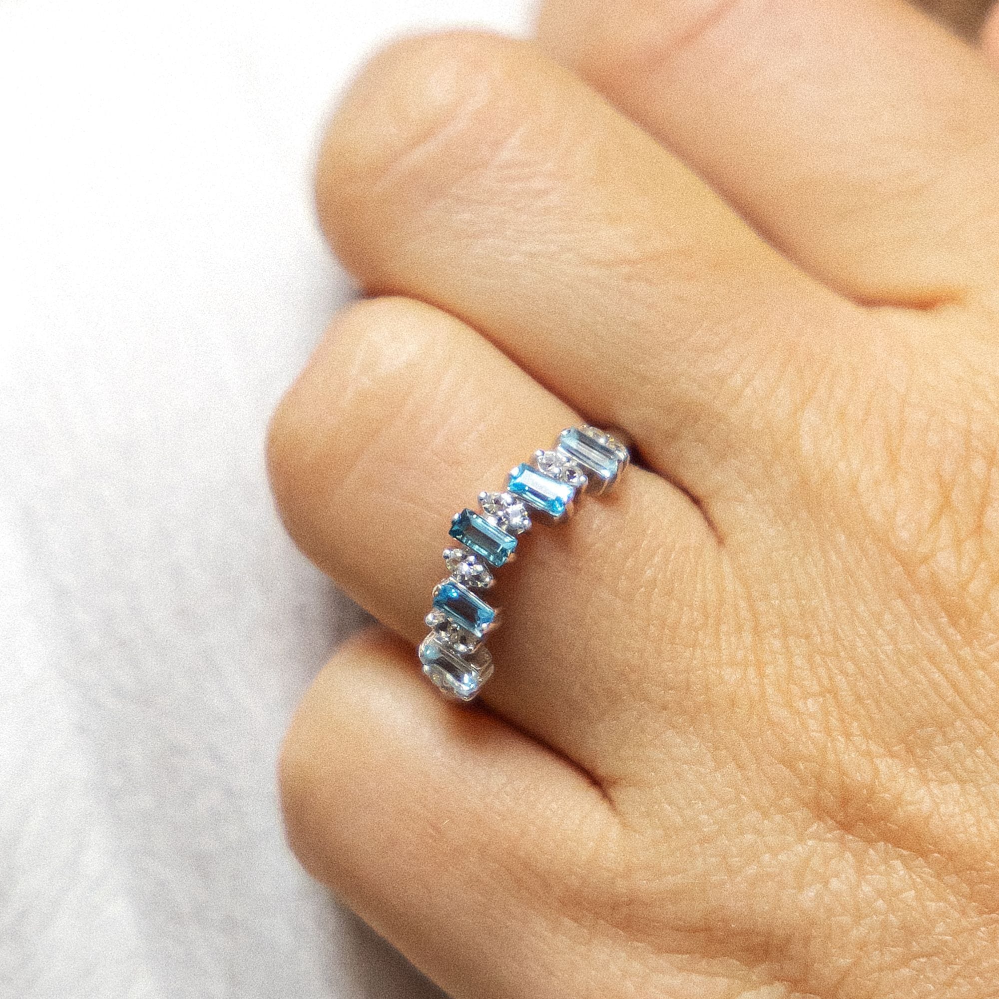 Zeeme Fingerring »Silber 925 rhodiniert mit 12x Weißtopas + 5x Blautopas (beh.)«