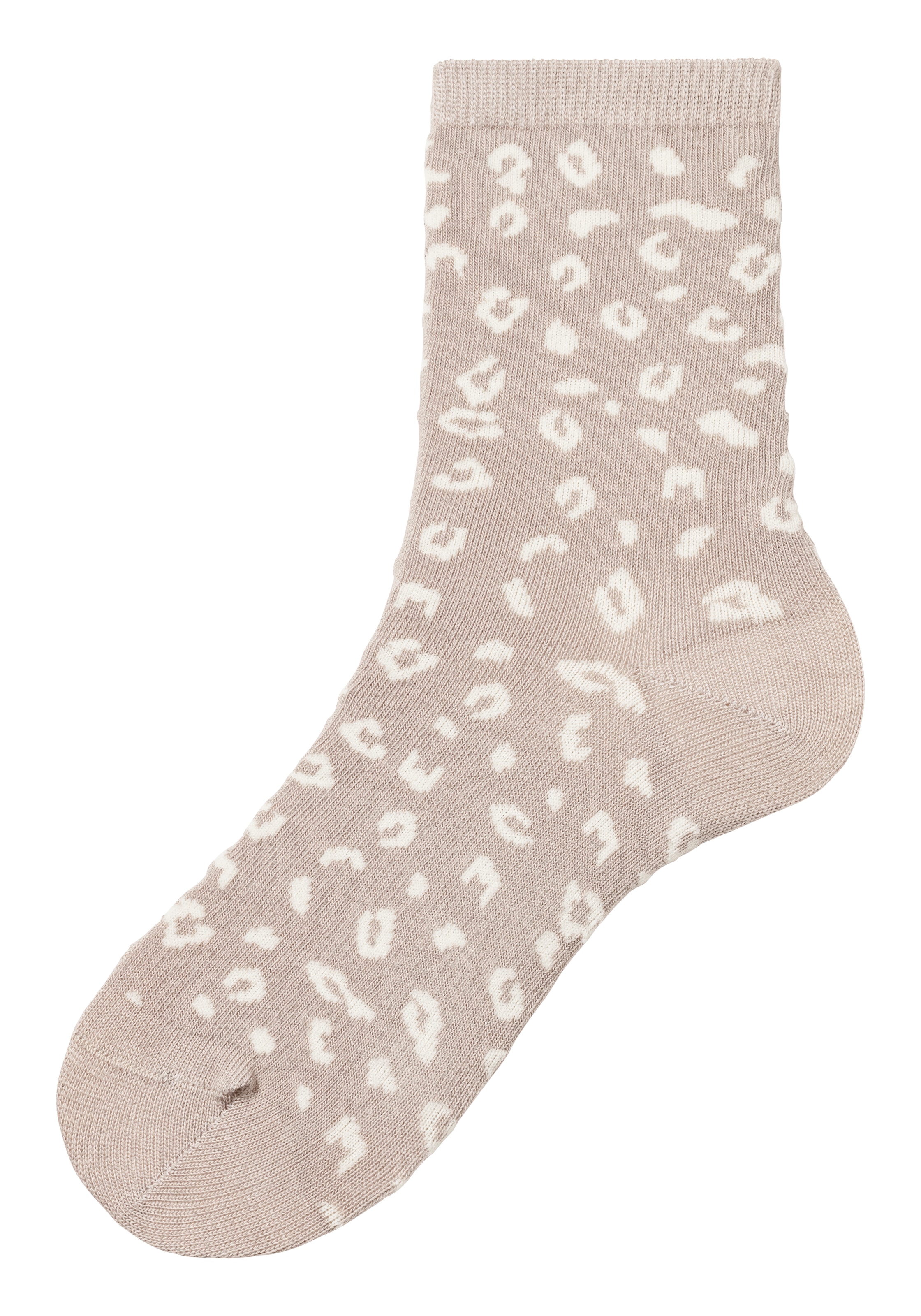 LASCANA Basicsocken, (Packung, 4 Paar), uni und mit animal Design