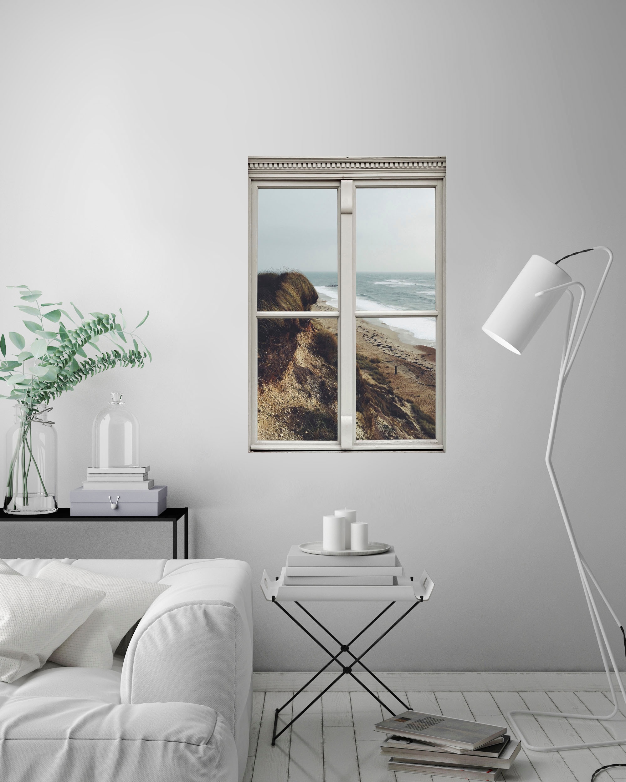 queence Wandsticker »Strand«, Wandsticker, Wandbild, selbstklebend, 3D, Fenster