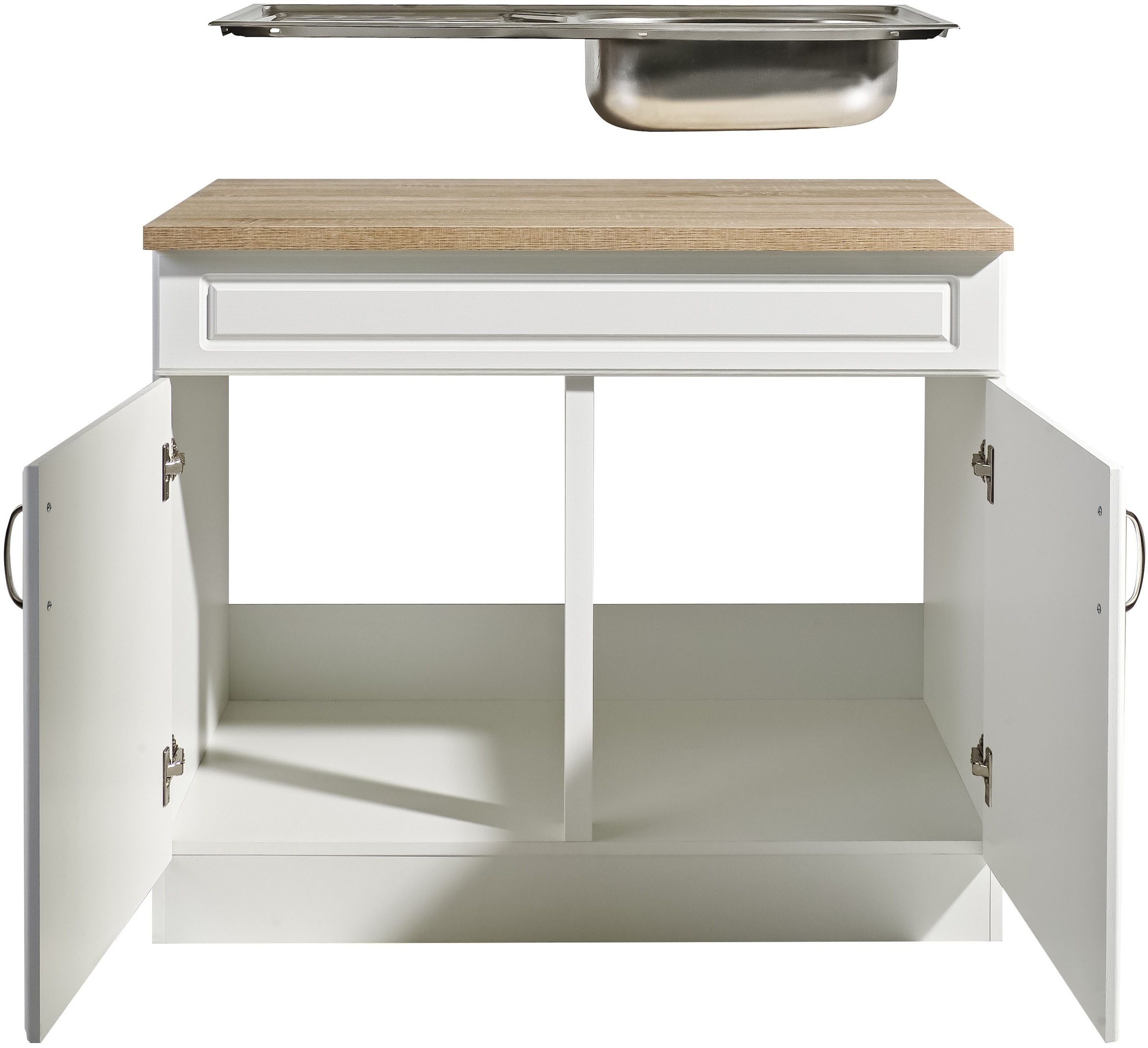 wiho Küchen Spülenschrank »Linz«, 100 cm breit, in Landhaus-Optik