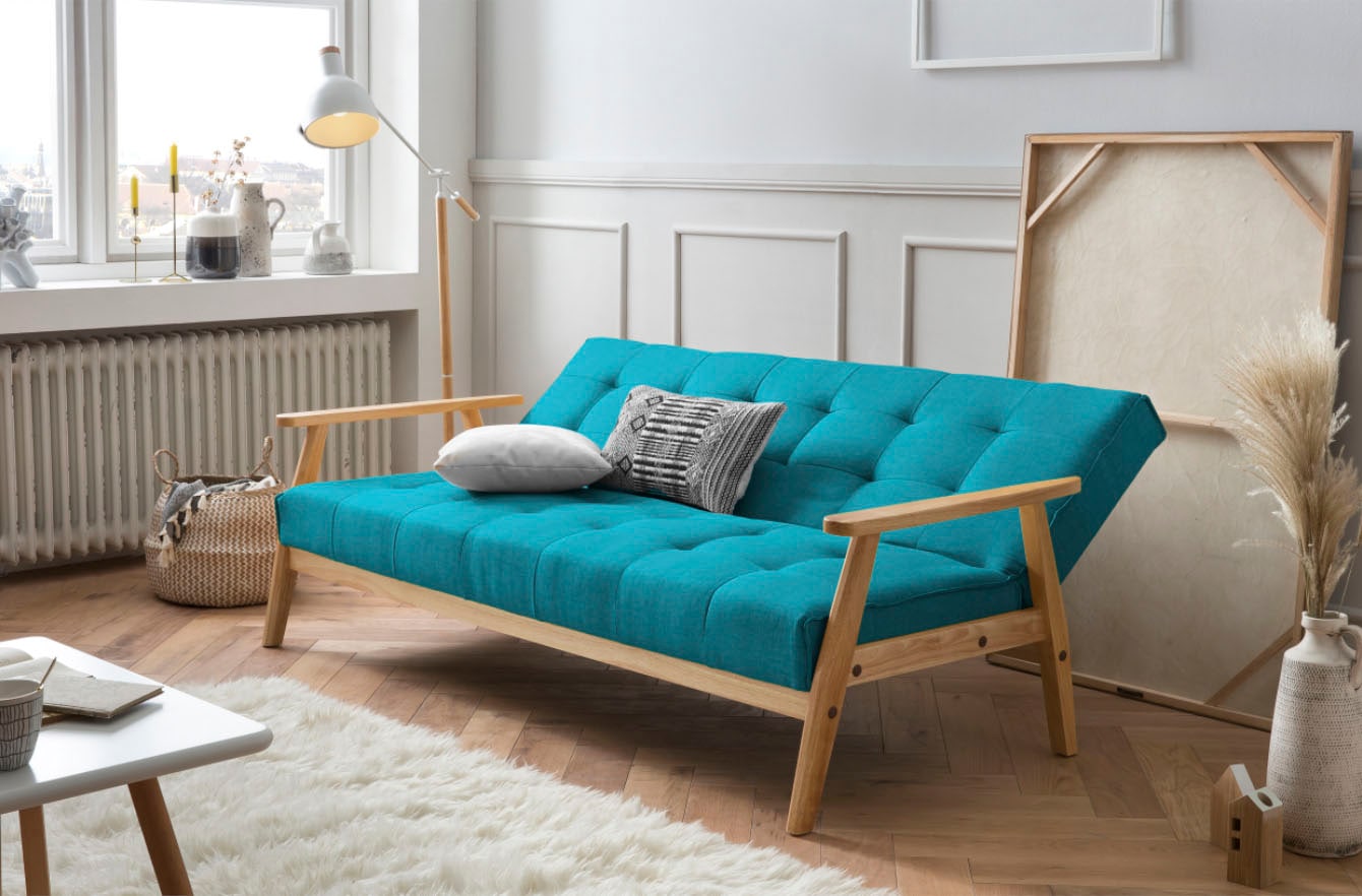 SalesFever Schlafsofa »Skagen, Sofa, 3-Sitzer«, mit Holzgestell, 60° Relax- und Schlaffunktion, Breite 190 cm