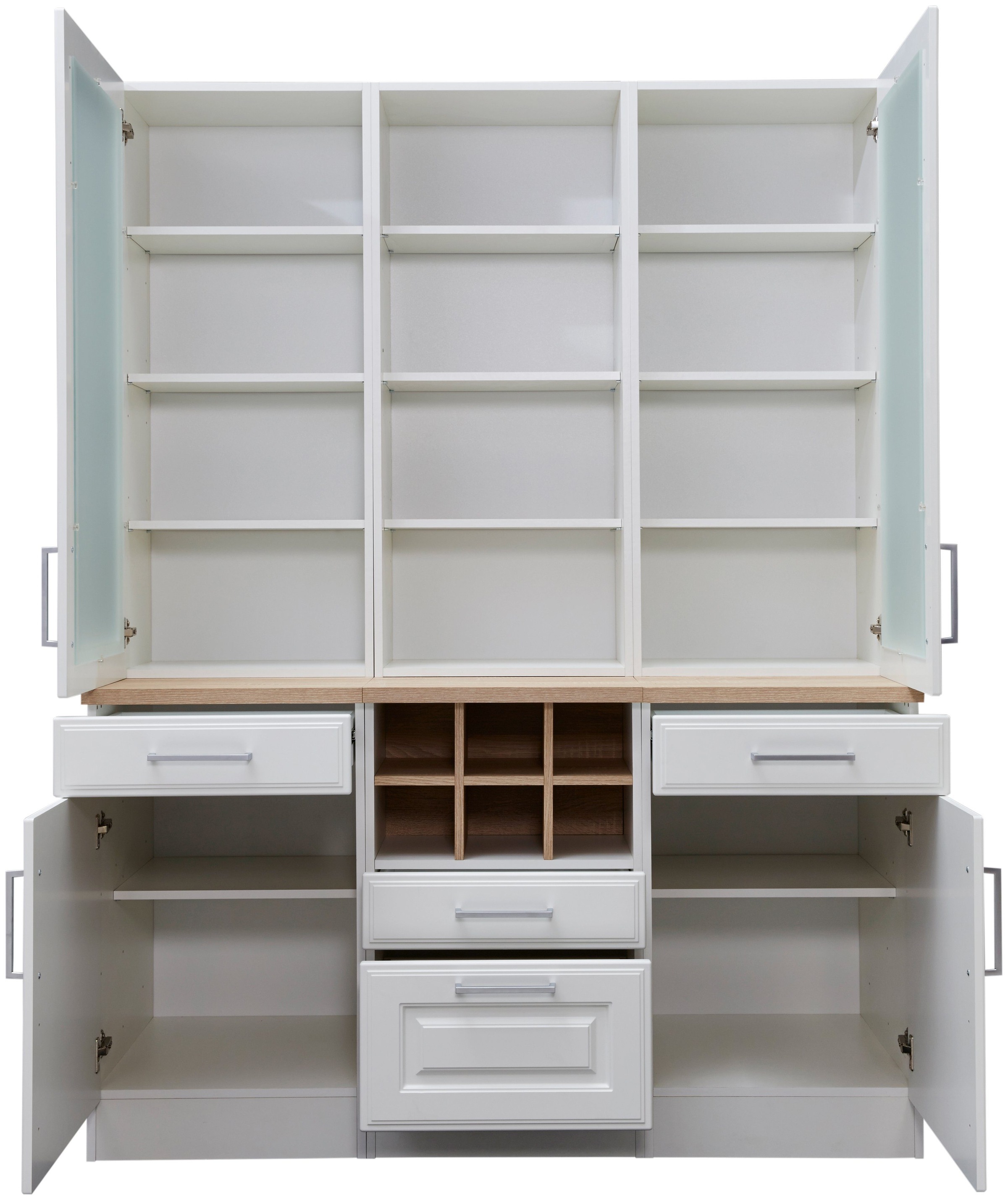 HELD MÖBEL Küchenbuffet »Stockholm«, hochwertige MDF-Fronten, 2 Glasrahmentüren, 200 cm hoch, viel Stauraum