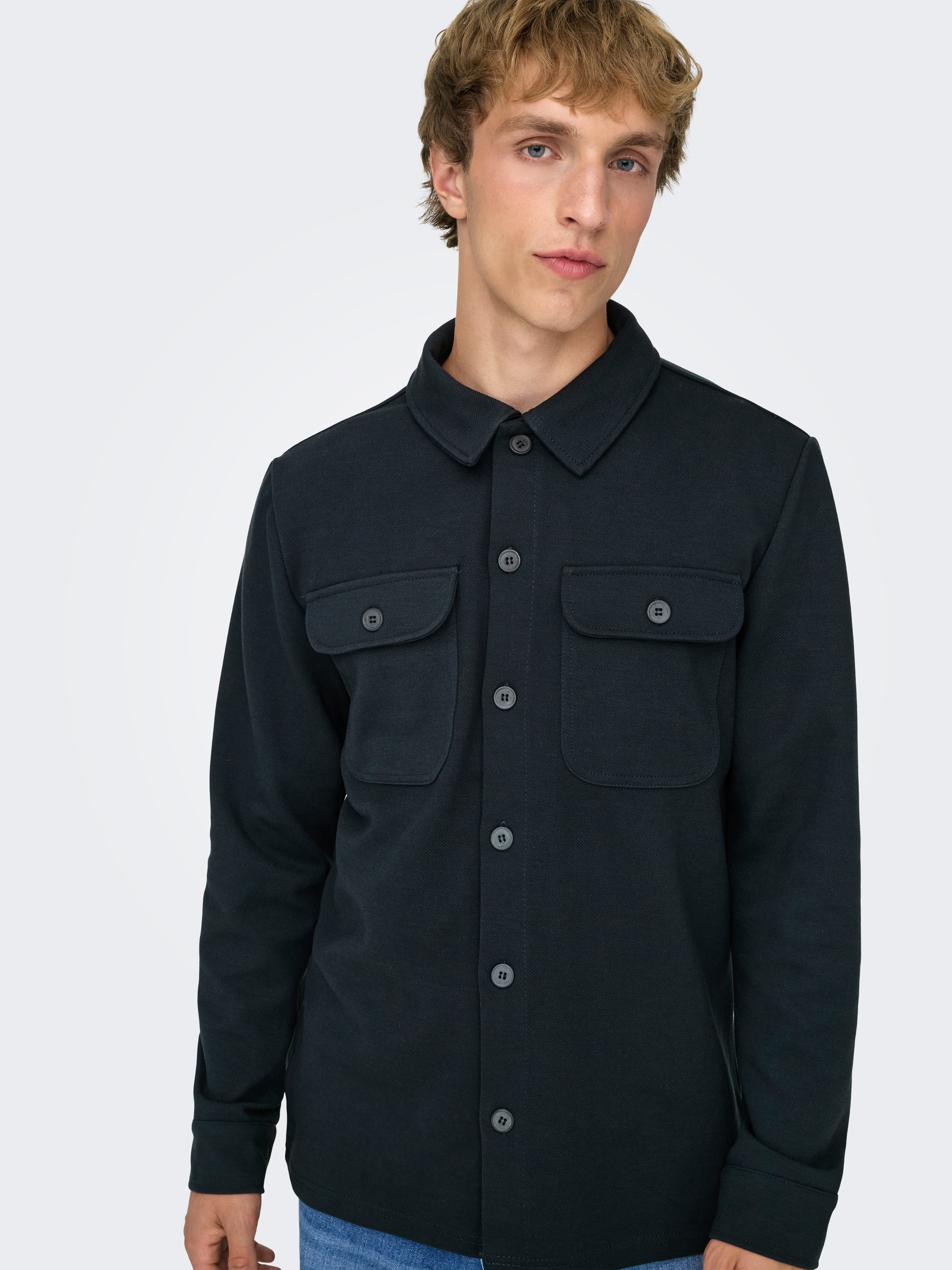 ONLY & SONS Langarmhemd »ONSNEWKODYL OVERSHIRT SWEAT NOOS« Materialmix, regular fit