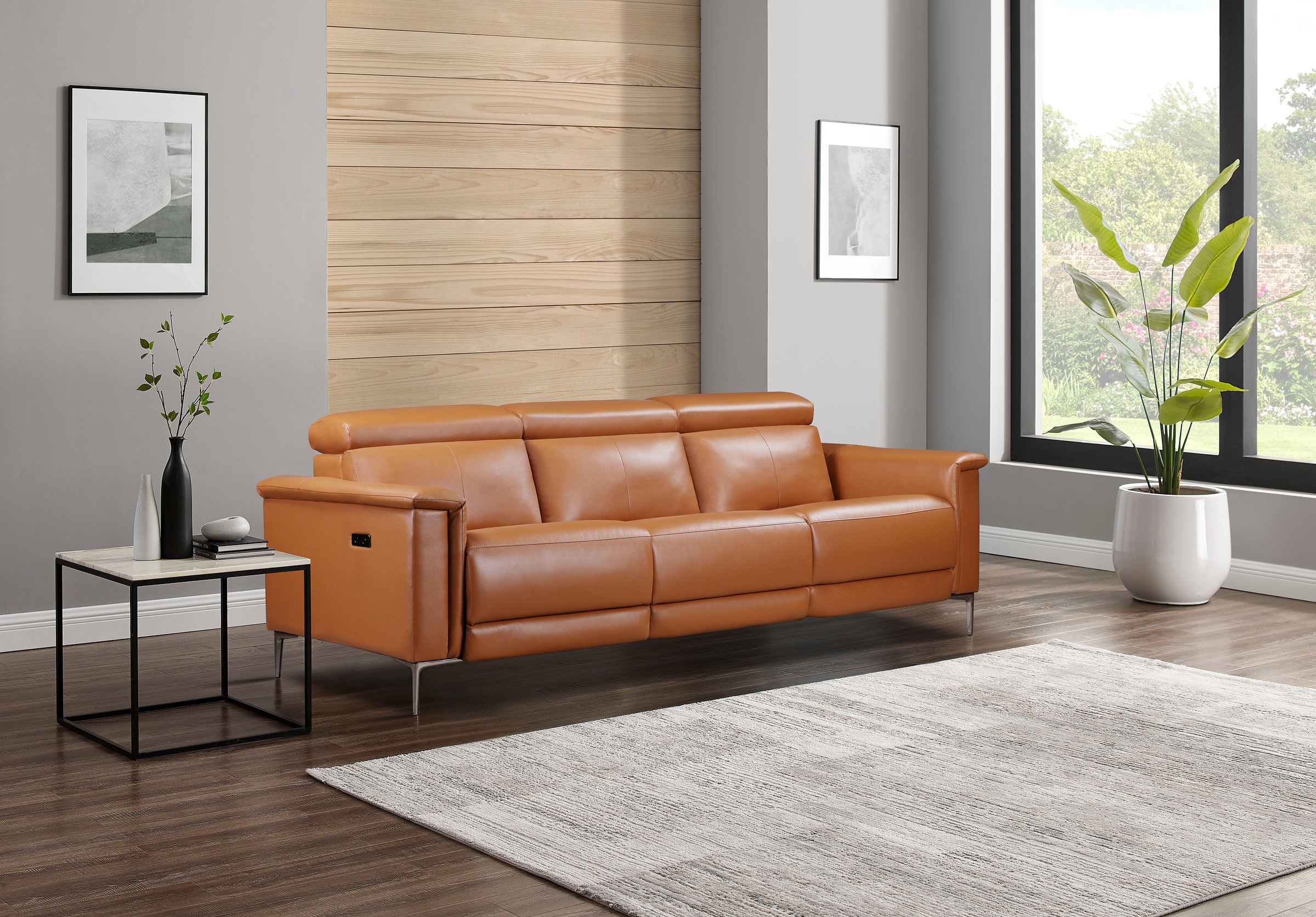 Places of Style 3-Sitzer Lund, in  Leder und Webstoff lieferbar