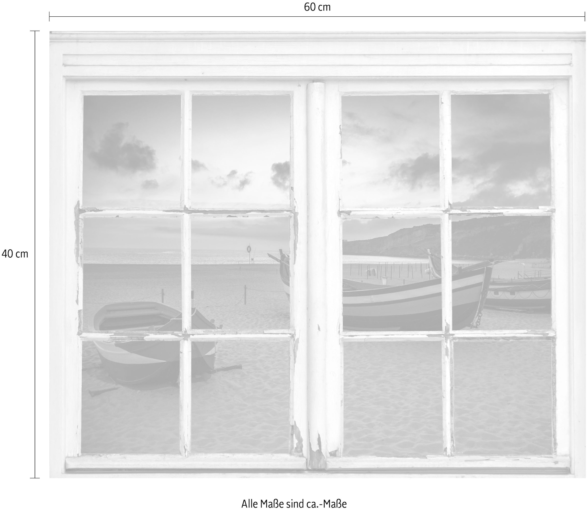 queence Wandsticker »Boote am Strand«, Wandsticker, Wandbild, selbstklebend, 3D, Fenster