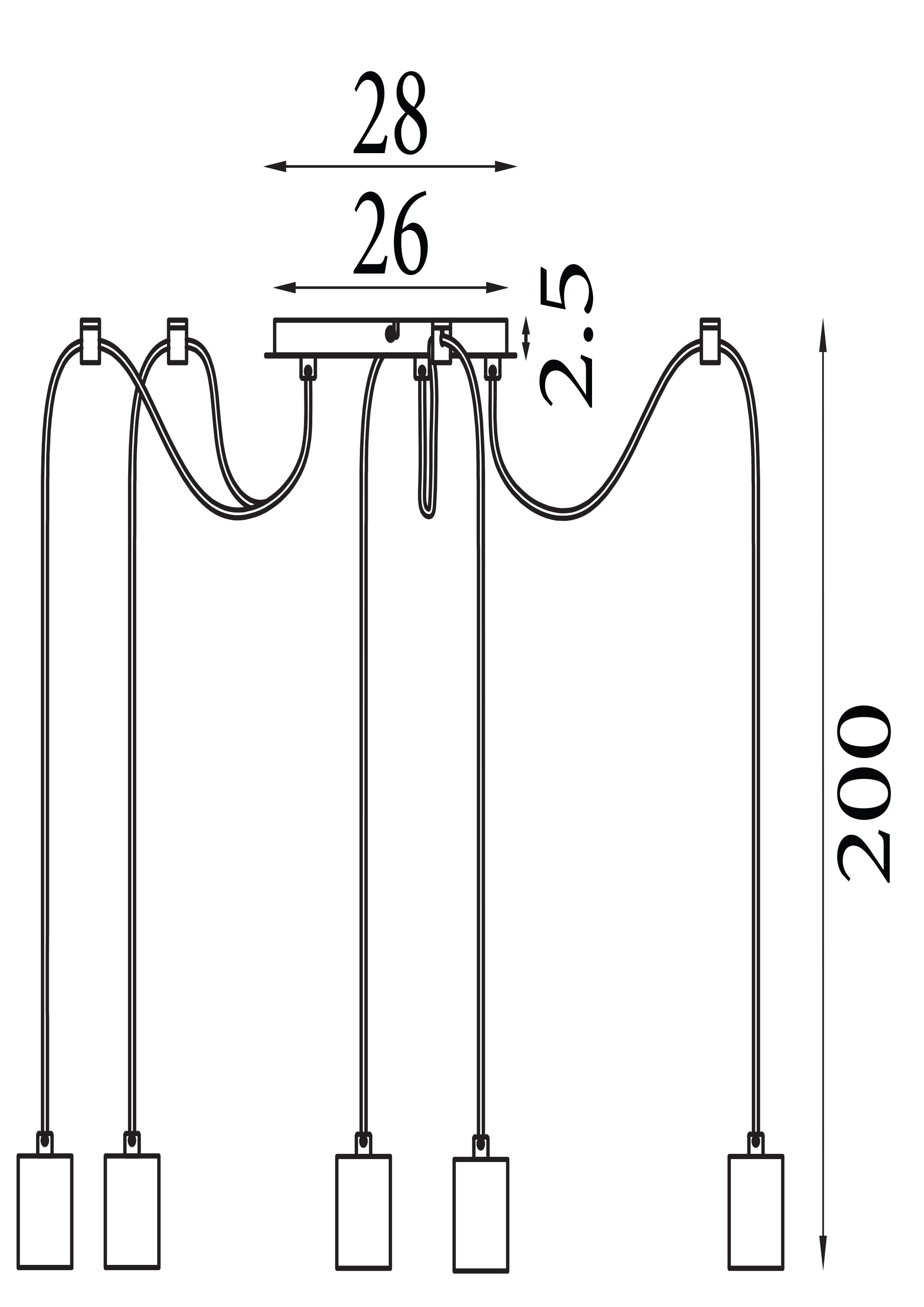 Searchlight Pendelleuchte »Drehbare 5Lt Barenanhänger - Holz & Matt Schwarzmetall« E27 1 Stk.