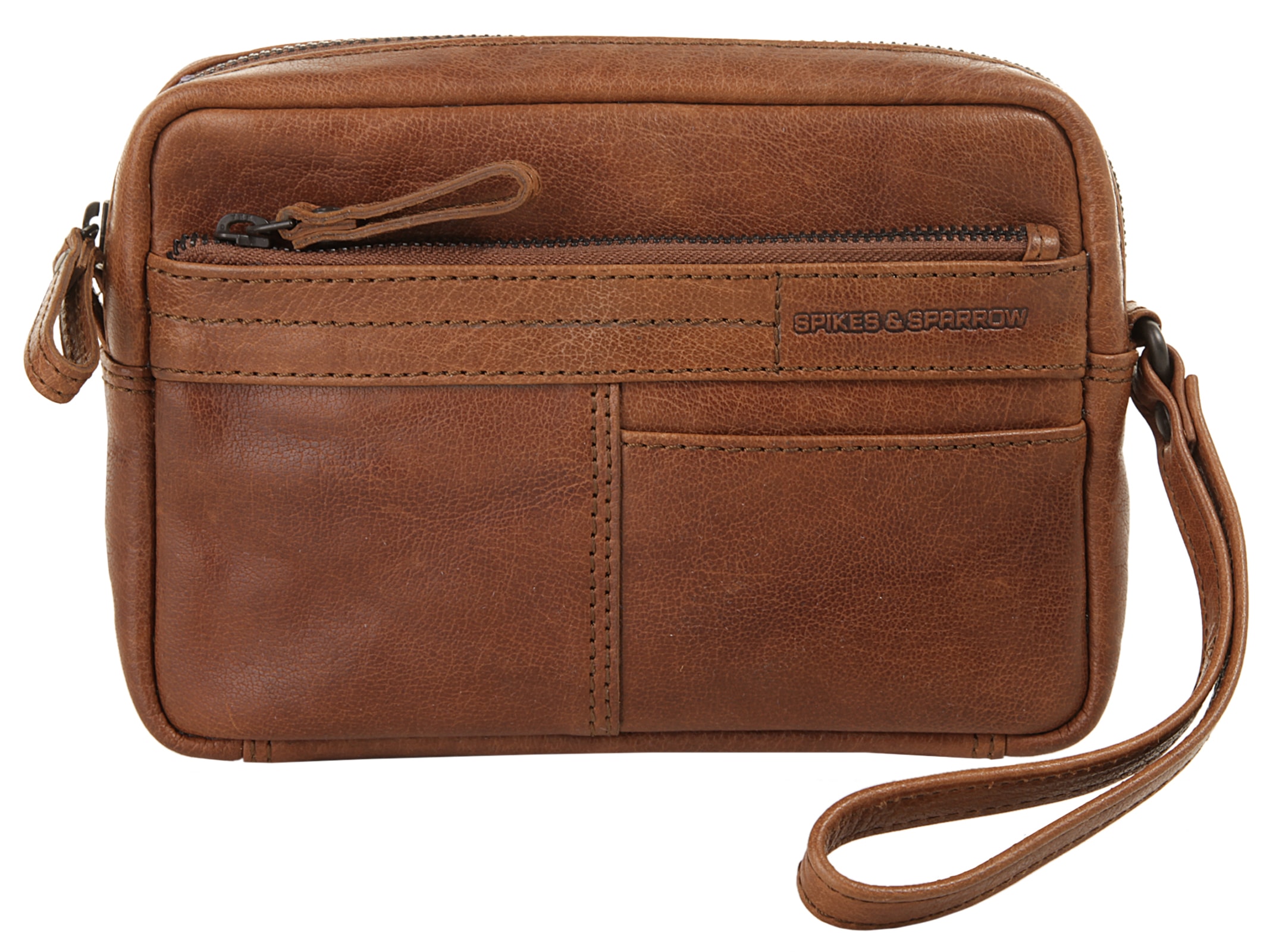 Spikes & Sparrow Damen Handgelenktasche echt Leder braun