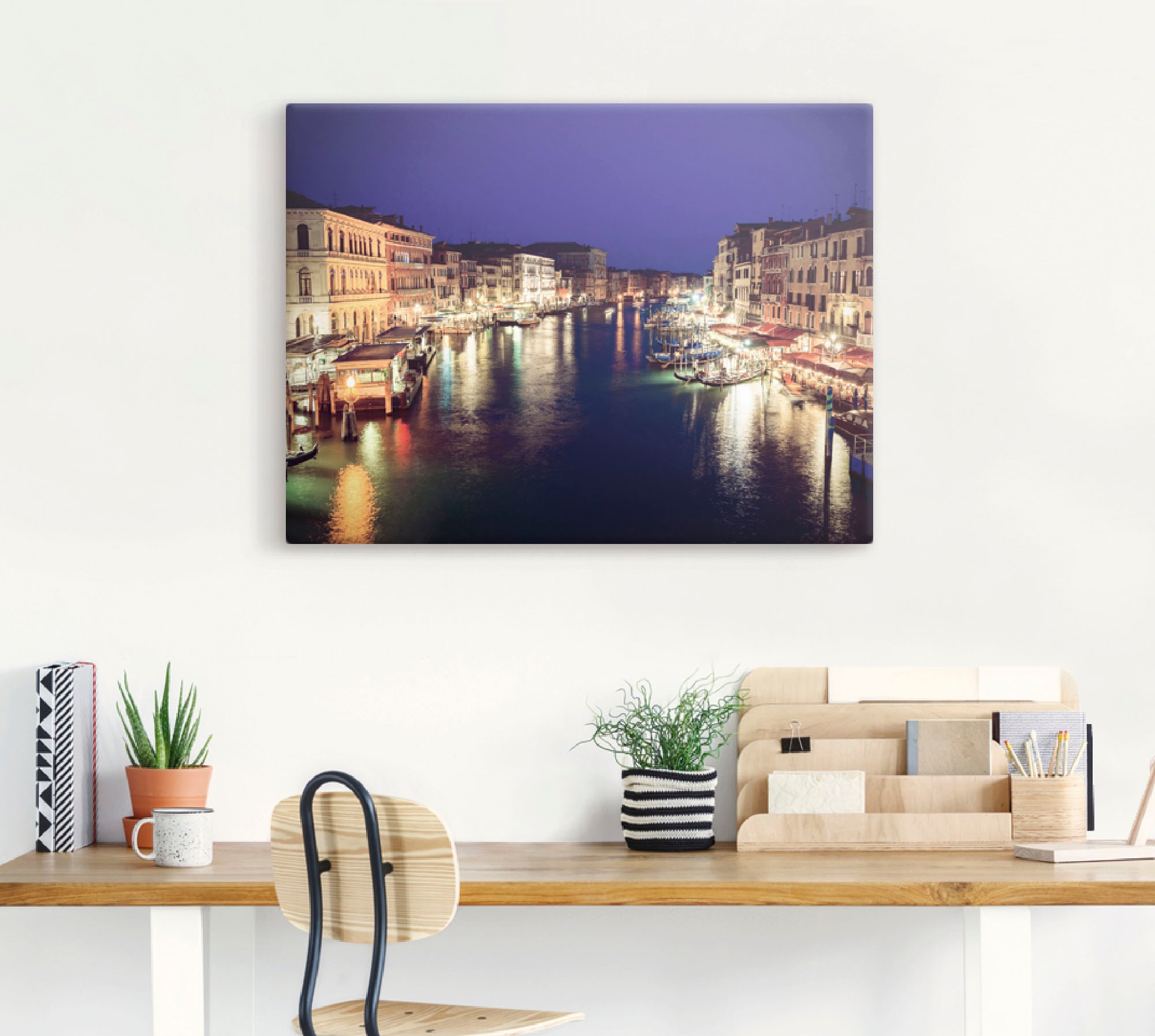 Artland Wandbild »Venedig bei Leinwandbild, Poster in als versch. (1 Alubild, Größen Italien, online Nacht«, Wandaufkleber bestellen oder St.)