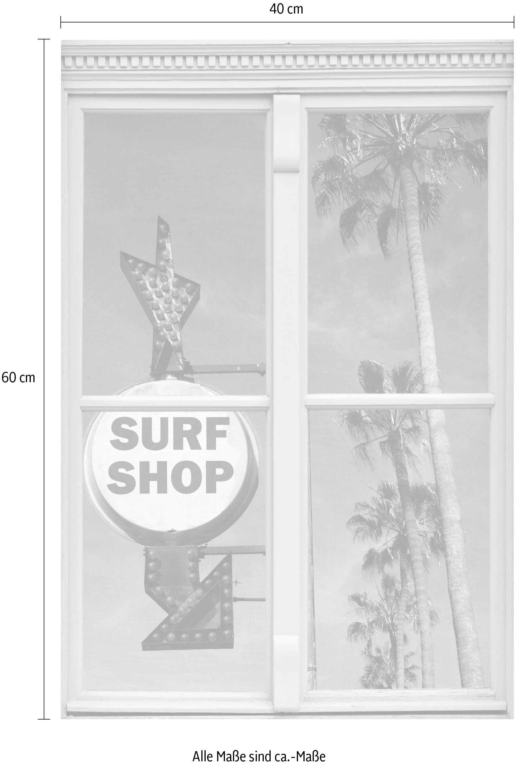 queence Wandsticker »Surf Shop«, Wandsticker, Wandbild, selbstklebend, 3D, Fenster