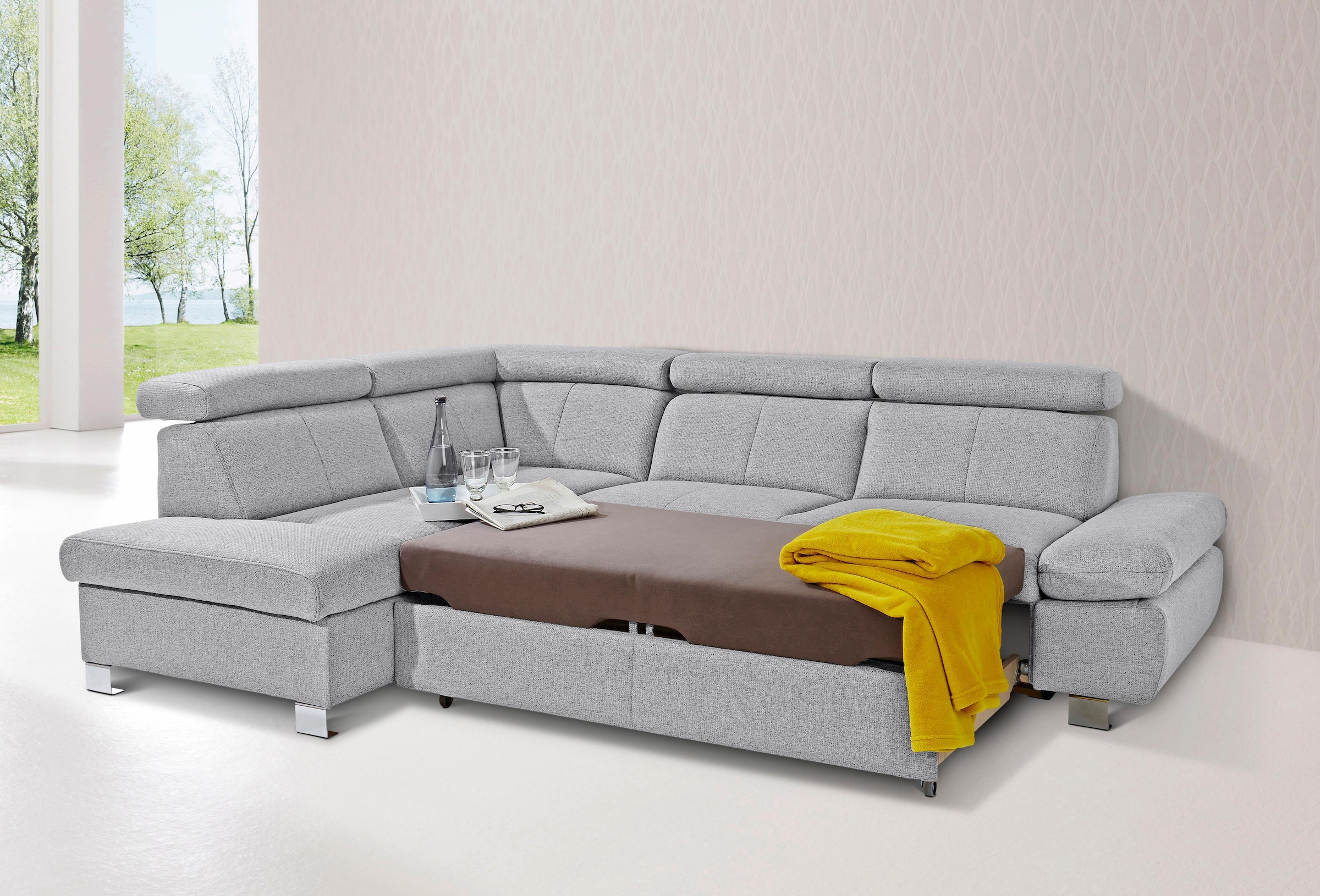 exxpo - sofa fashion Ecksofa "Happy, inkl. Kopf- und Armteilverstellung, L- günstig online kaufen