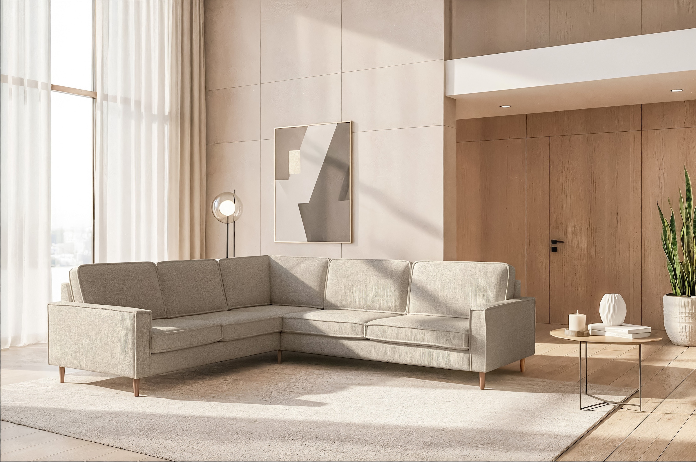 Home affaire Ecksofa »Pinto Skandi, 290 cm, Chenille, Struktur, Ottomane li günstig online kaufen