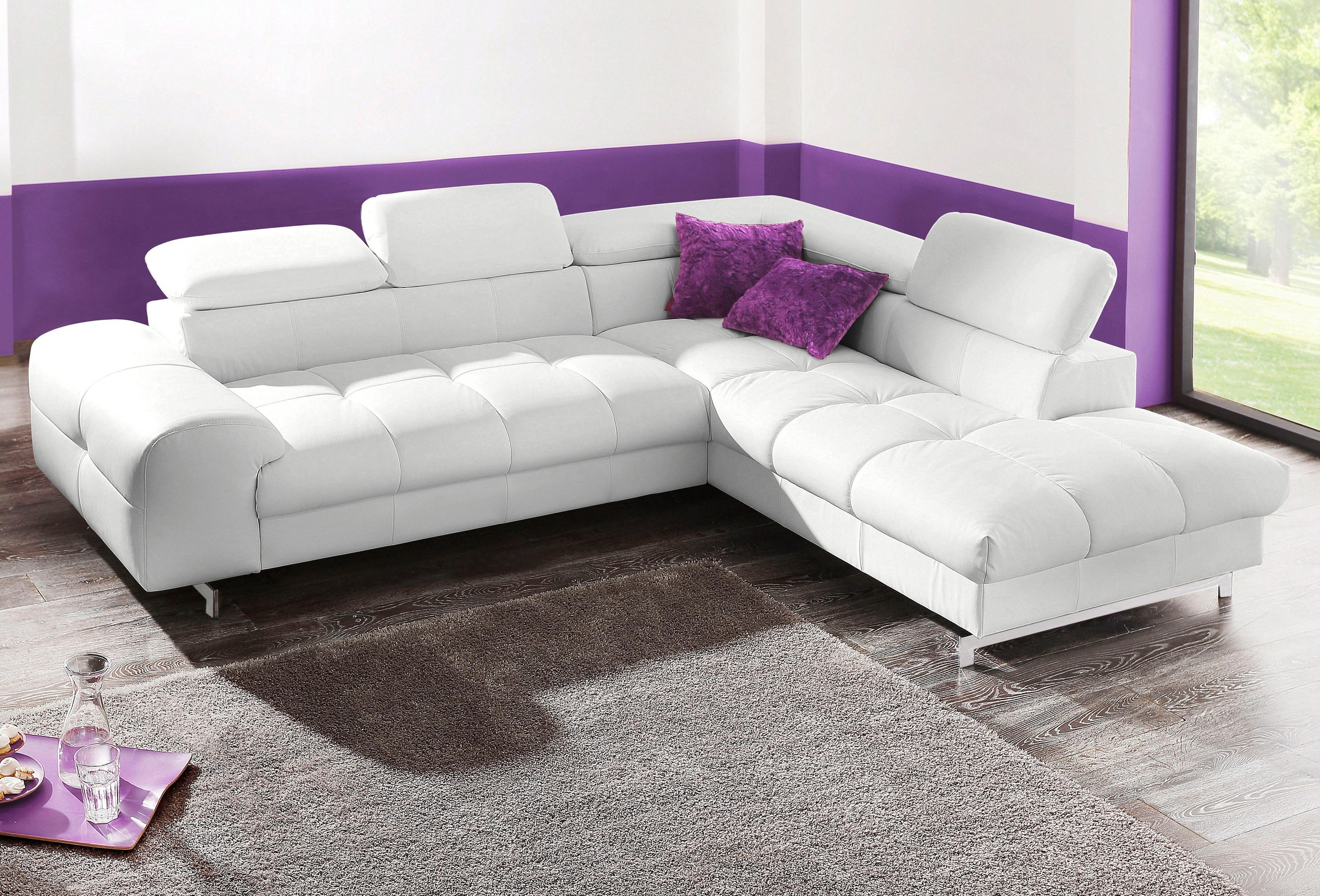 COTTA Ecksofa »Chef L-Form«, mit Kopfteilverstellung, edle Metallkufen, wah günstig online kaufen