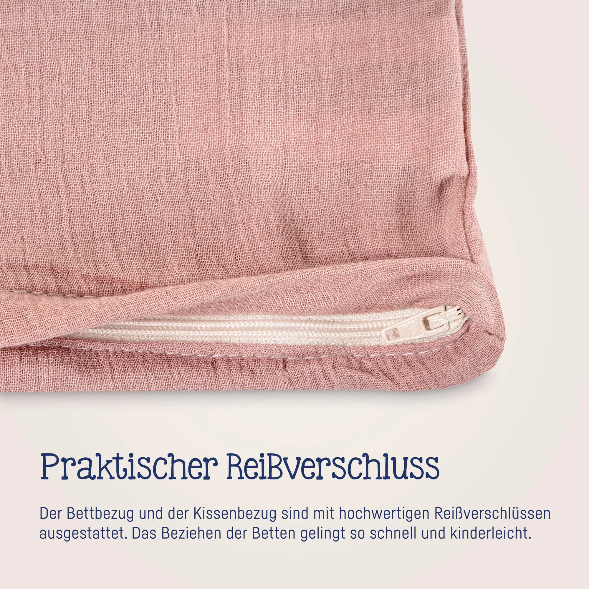 Julius Zöllner Kinderbettwäsche »Baby- und Kinderbettwäsche aus 100% Musselin«, erhältlich in den Größen 80x80+35x40cm und 100x135+40x60cm
