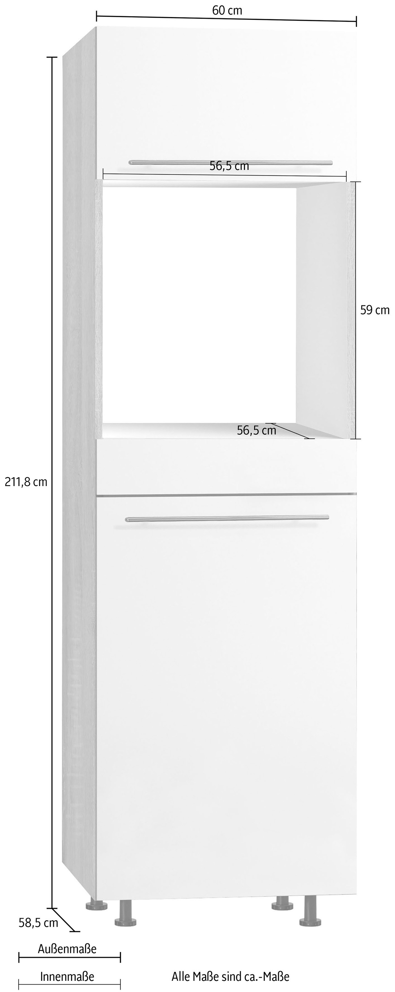 OPTIFIT Backofenumbauschrank »Bern«, 60 cm breit, 212 cm hoch, mit  höhenverstellbaren Stellfüßen online kaufen