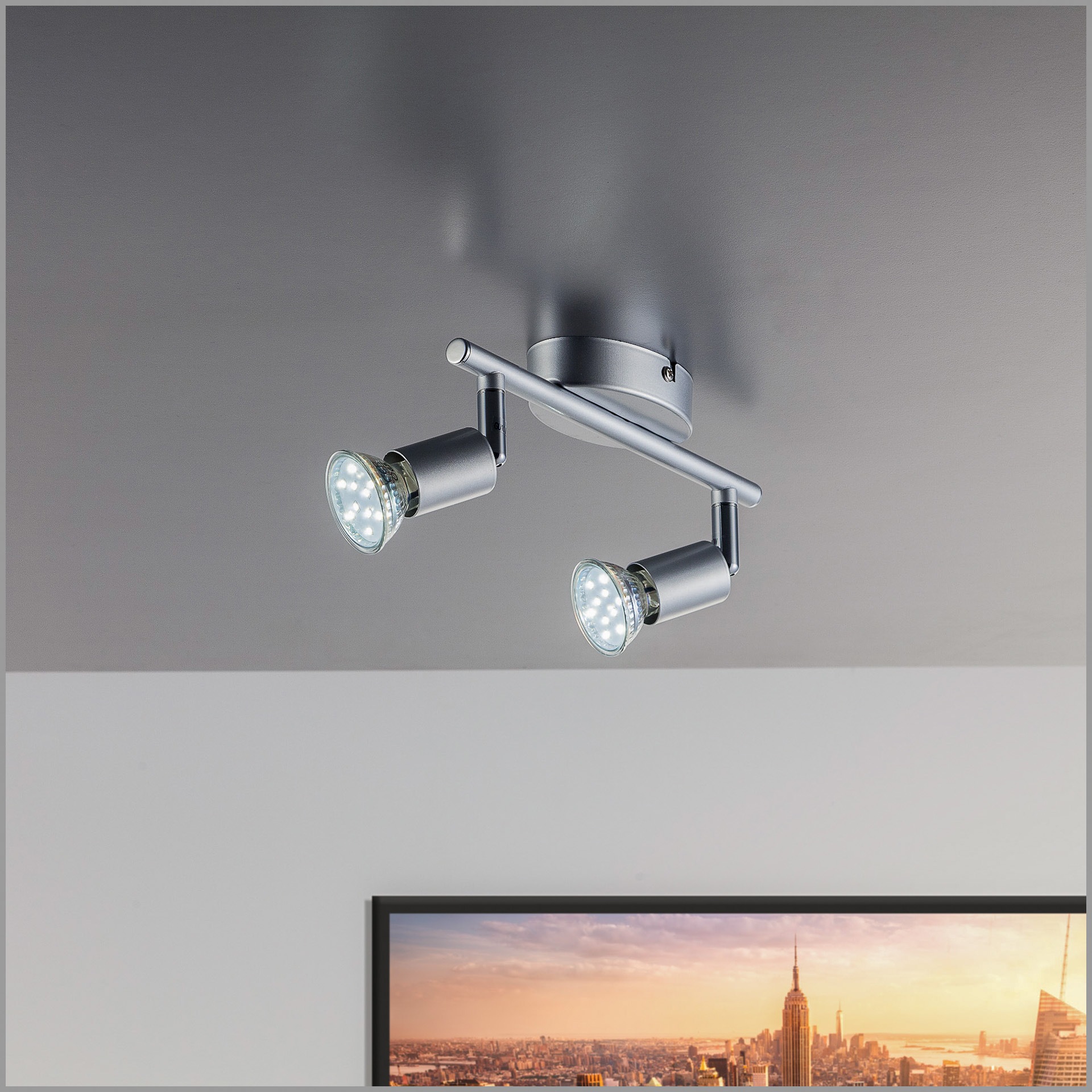 online Deckenleuchte, Wohnzimmer GU10 kaufen 3W 2 inkl. Decken-Spot flammig-flammig, Deckenlampe schwenkbar B.K.Licht LED LED 250lm