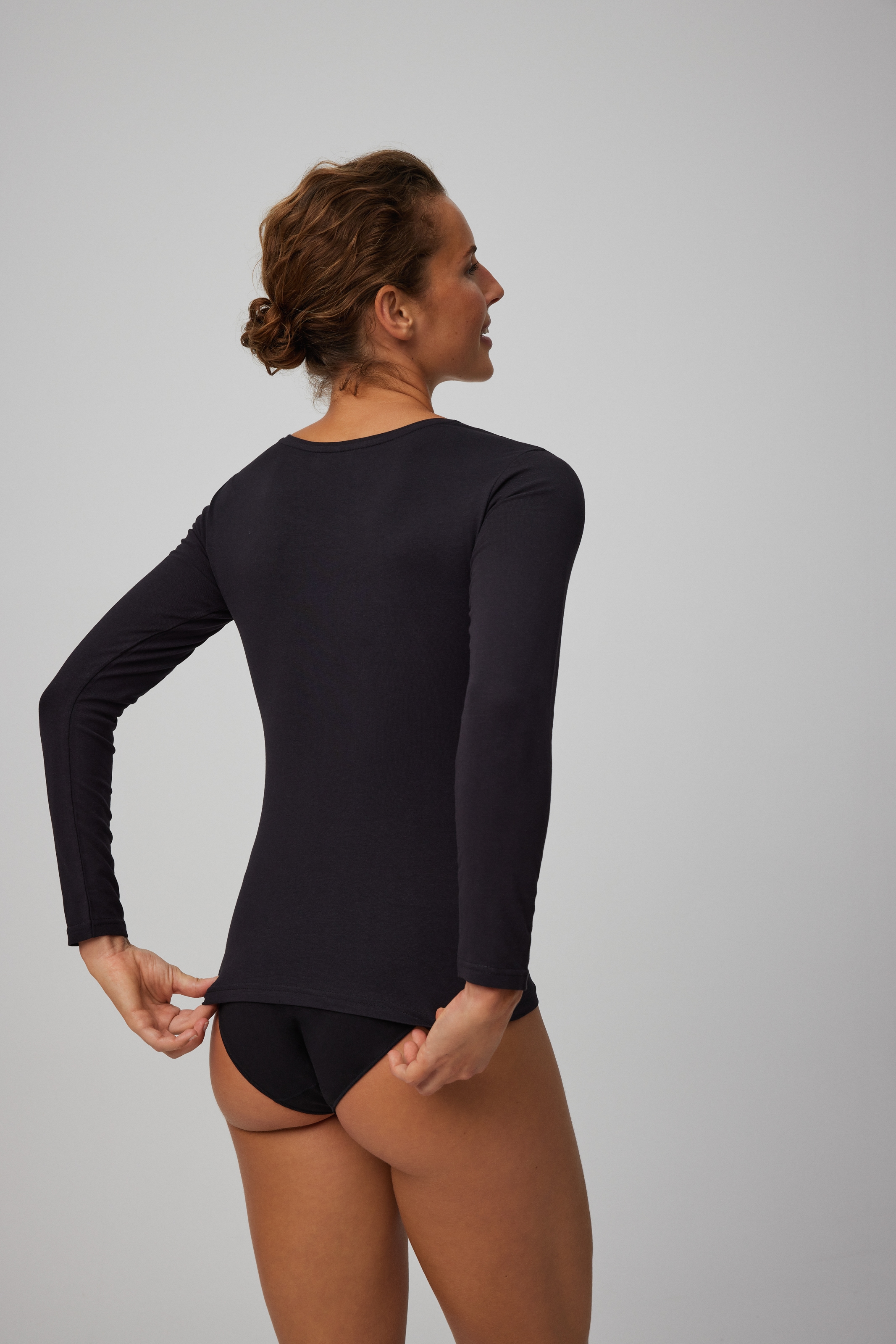 YSABEL MORA Langarmshirt 2er Pack,  Rundhals-Ausschnitt, weich, Baumwollmix, elastisch