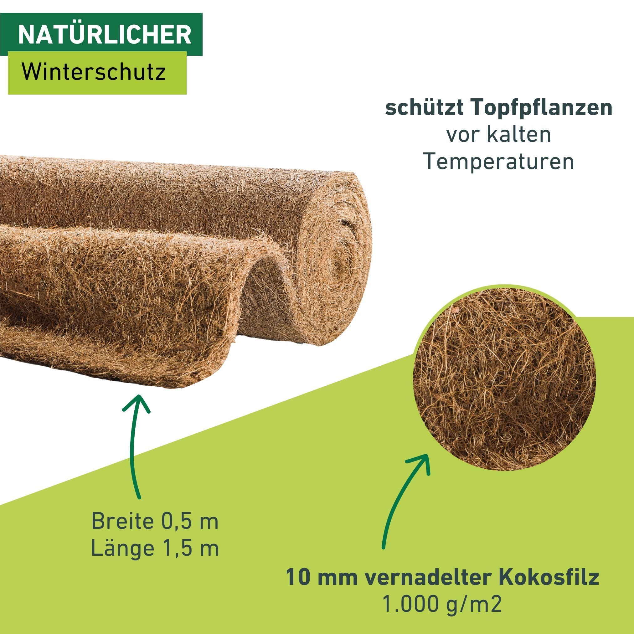 Windhager Winterschutzvlies »Kokos, Frostschutz Filzmatte für Pflanzen« 1 Stk. tlg. Kälteschutz Kokosmatte, erhältlich in 0,5 x 1,5 m oder 1 x 1,5 m