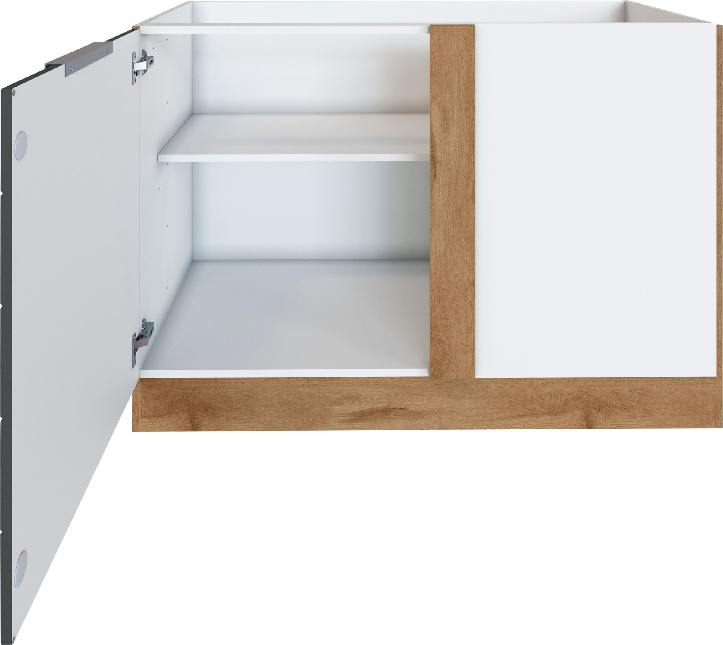 KOCHSTATION Eckunterschrank »KS-Luhe« 120 cm breit, hochwertige MDF-Fronten mit waagerechter Lisene
