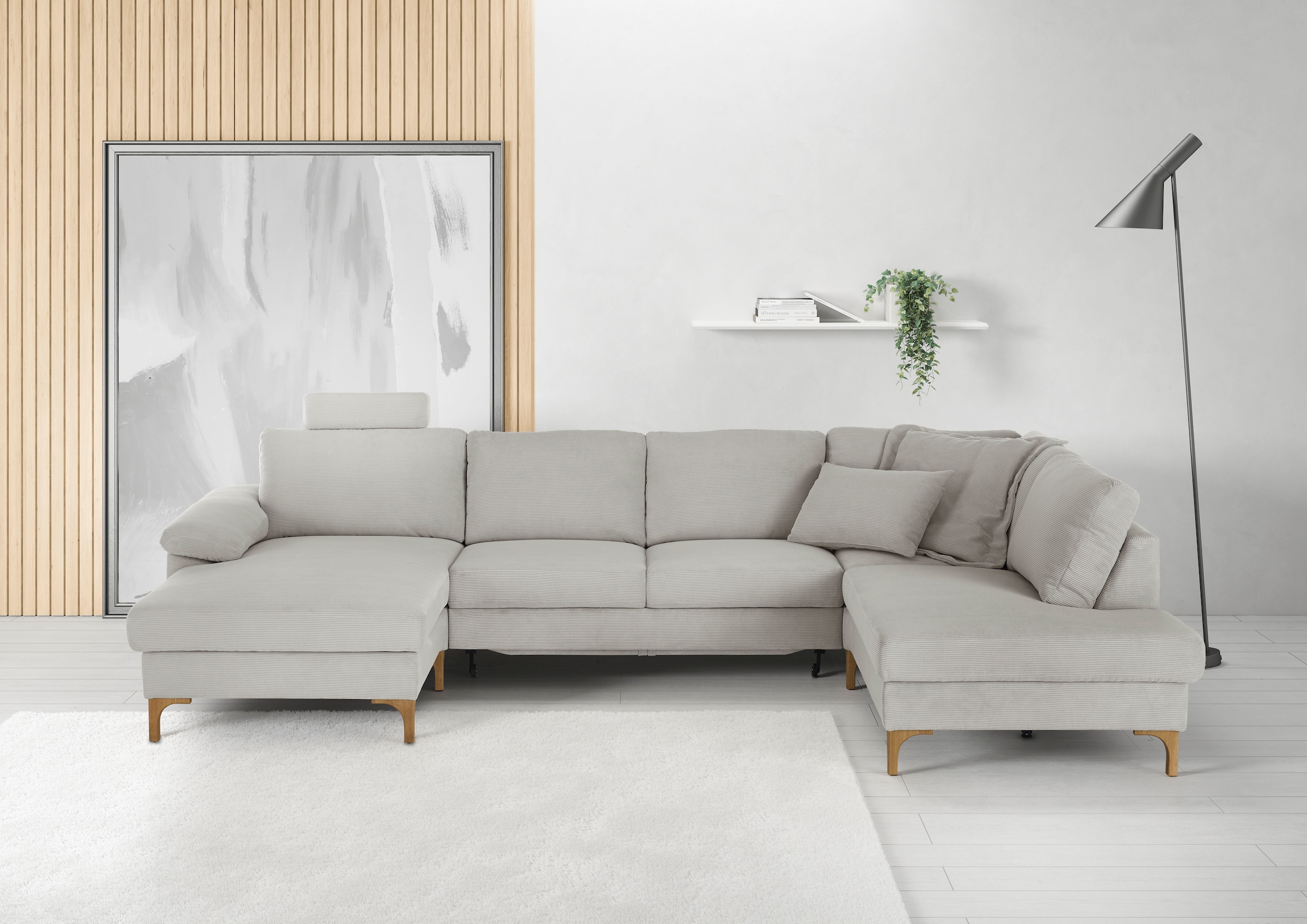 3C Candy Wohnlandschaft »Lecce, wahlweise PUR-Schaumstoff oder Tonnentaschenfederkern U-Form« Bettkasten in Umbauecke und Longchair, sowie Querschläfer im 2-Sitzer
