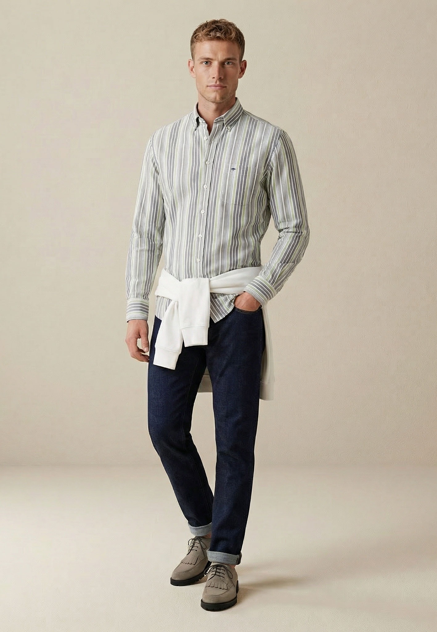 FYNCH-HATTON Streifenhemd »Washed Oxford Stripe« normale Passform, aus reiner Baumwolle, mit Streifenmuster