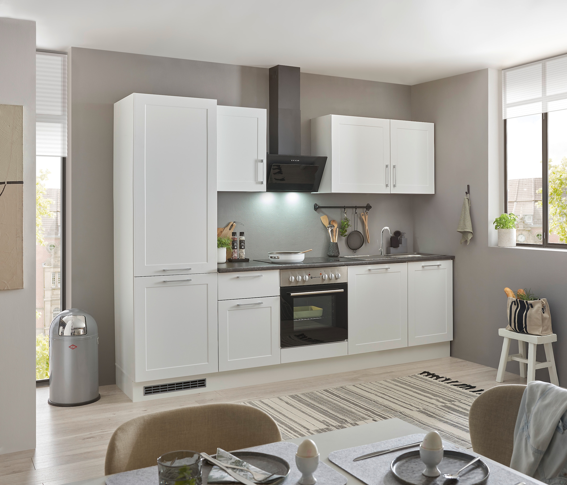 BASIC by Balculina Küchenzeile »Marsi«, Breite 280 cm, wahlweise mit E-Geräten, mit Soft-Close-Funktion