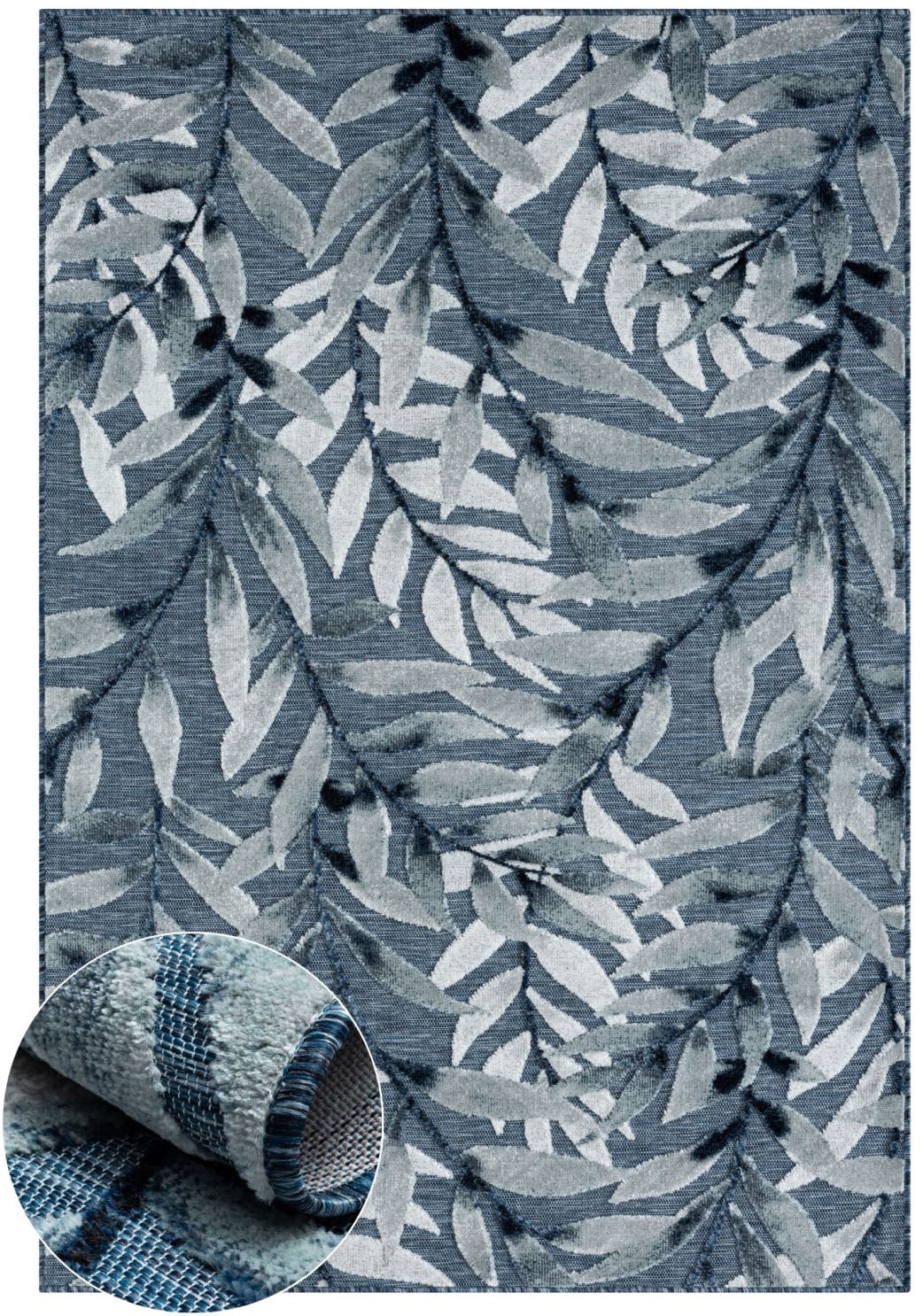 Myflair Möbel & Accessoires Teppich »Olivia Lagerräumung«, rechteckig, 8 mm Höhe, Blätter Motiv, Hoch-Tief Effekt, Outdoor geeignet, Balkon, Terrasse