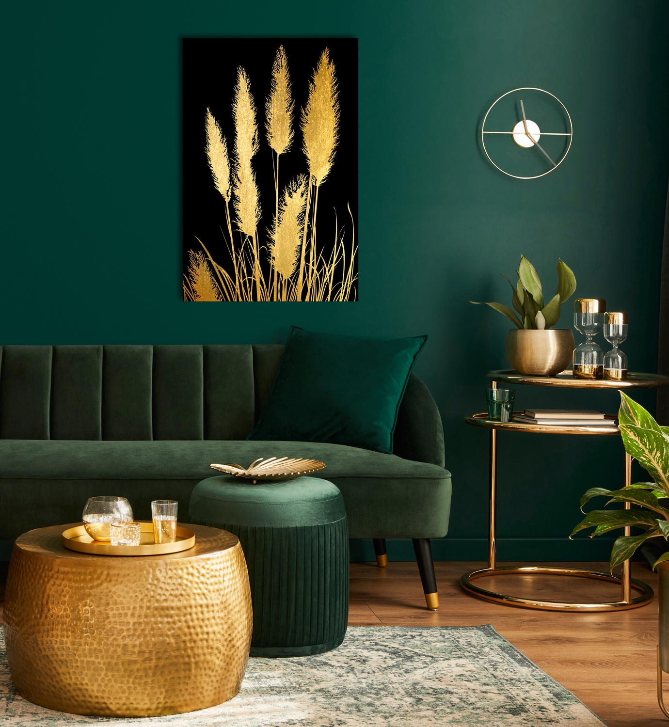 Acrylglasbild OTTO HOME "Pampas Gras - Acrylbilder mit Blattgold veredelt", gold (farbe bild(er): gold), B:30cm H:40cm, Bilder