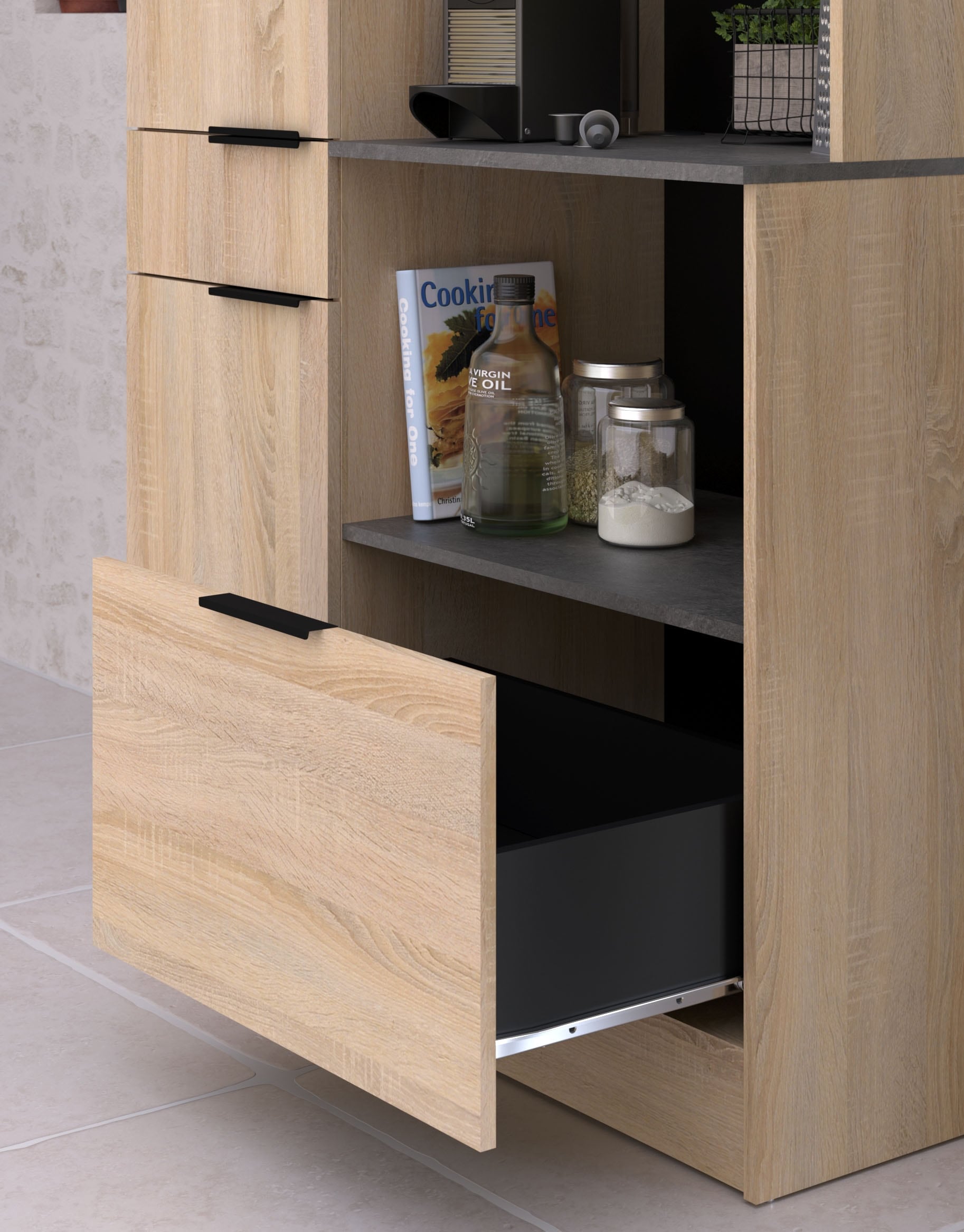 Parisot Schrank-Set »,Breite 300 cm, ohne E-Geräte« variabel stellbar, mit Kabeldurchlass,  melaminharzbeschichtet, 6 Stk. tlg.