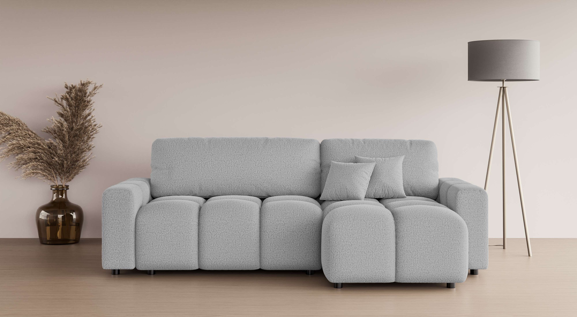 INOSIGN Ecksofa »FELICI, Schlafsofa 233cm, L-Form mit Recamiere beidseitig montierbar«, Designsofa mit Bettfunktion und Bettkasten, Maße B/T/H: 233/142/88 cm