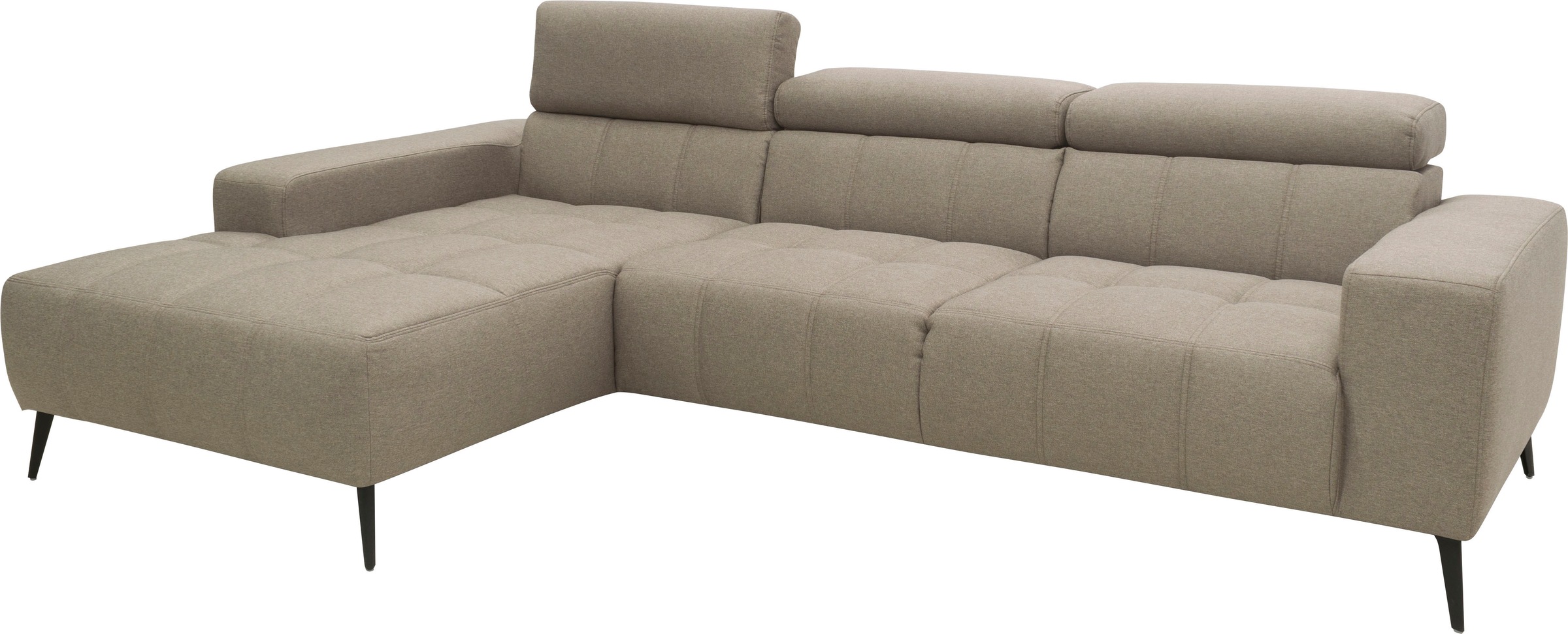 DOMO collection Ecksofa »Trento L-Form, mit Kufenfuß oder Einzelfuß«, wahlweise mit Kopfteilverstellung, Recamiere links/rechts bestellbar