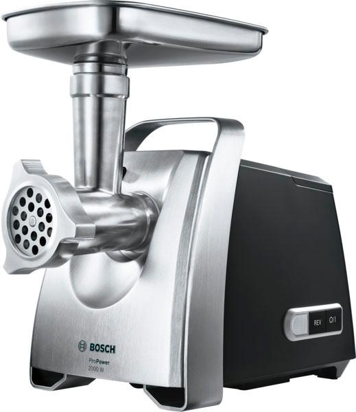 BOSCH Fleischwolf »ProPower MFW68660, 2200 W Blockierlei., Rücklauf, Durchlaufschnitzler«, 800 W, 3 Lochscheiben Edelst. (3/4,8/8mm), Fruchtpressen-/Wurst-/Kebbeaufsatz