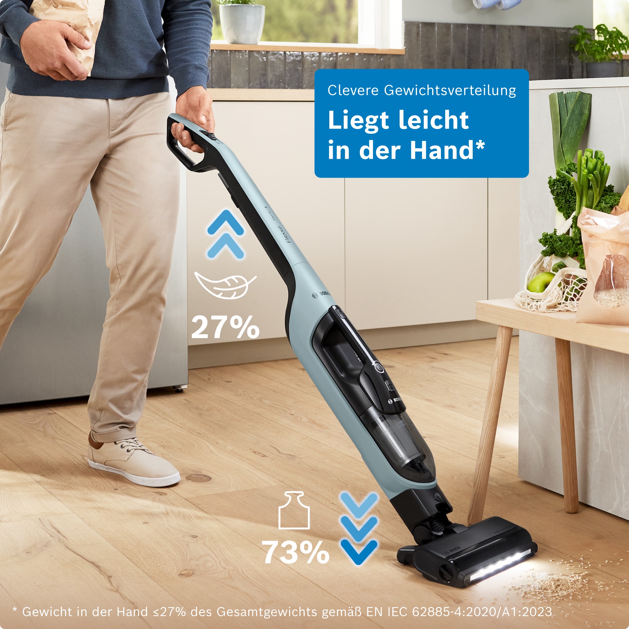 BOSCH Akku-Stielstaubsauger »Flexxo Serie 4 BCH4FM28/BCH4SM28, 2in1 Akku-Staubsauger, freistehend« kabellos, integriertes Zubehör, beutellos, 60 Min. Laufzeit