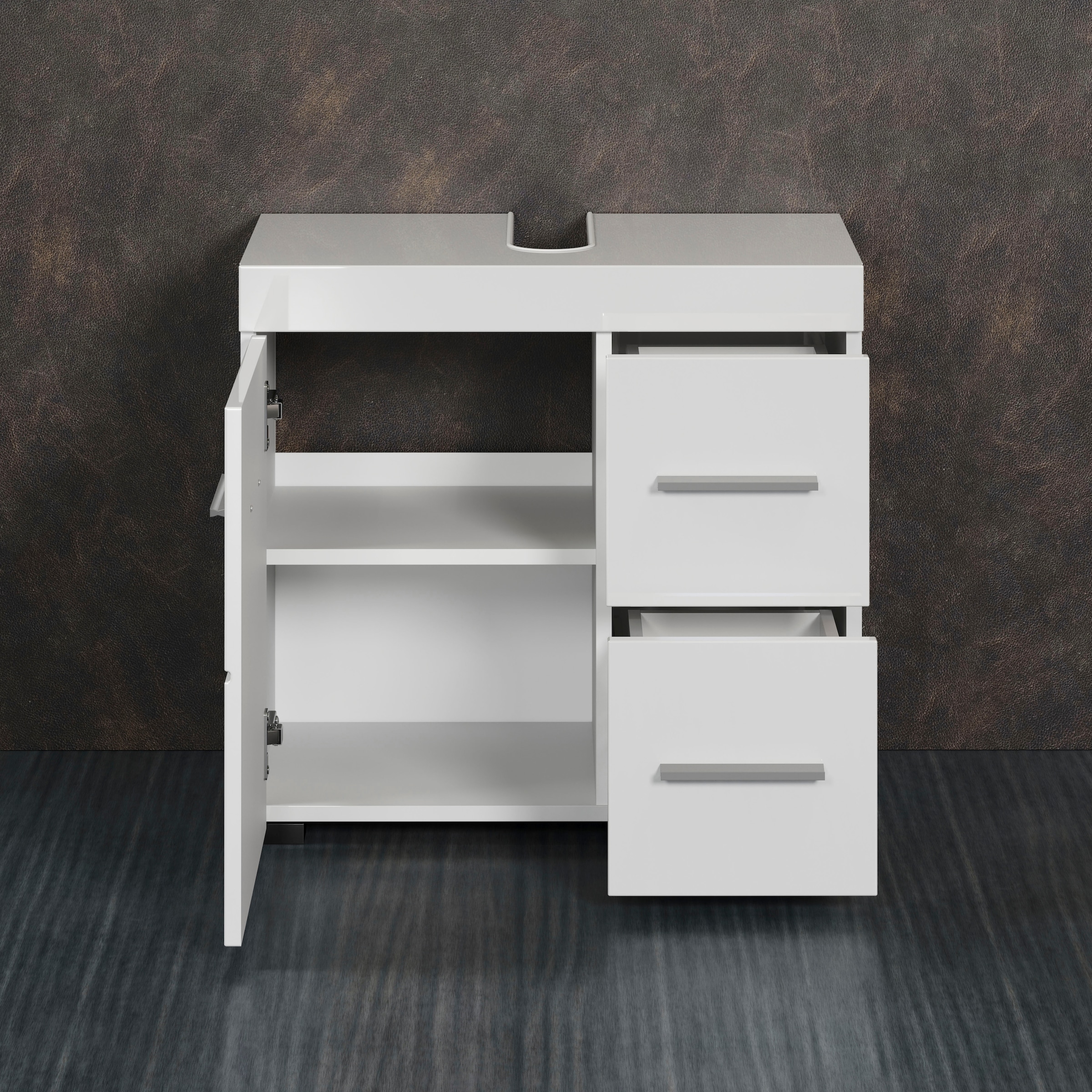 welltime Waschbeckenunterschrank »Avena« 1 Stk. tlg. Badezimmerschrank mit Tür & Schubkästen – (B/T/H) 60/34/56 cm