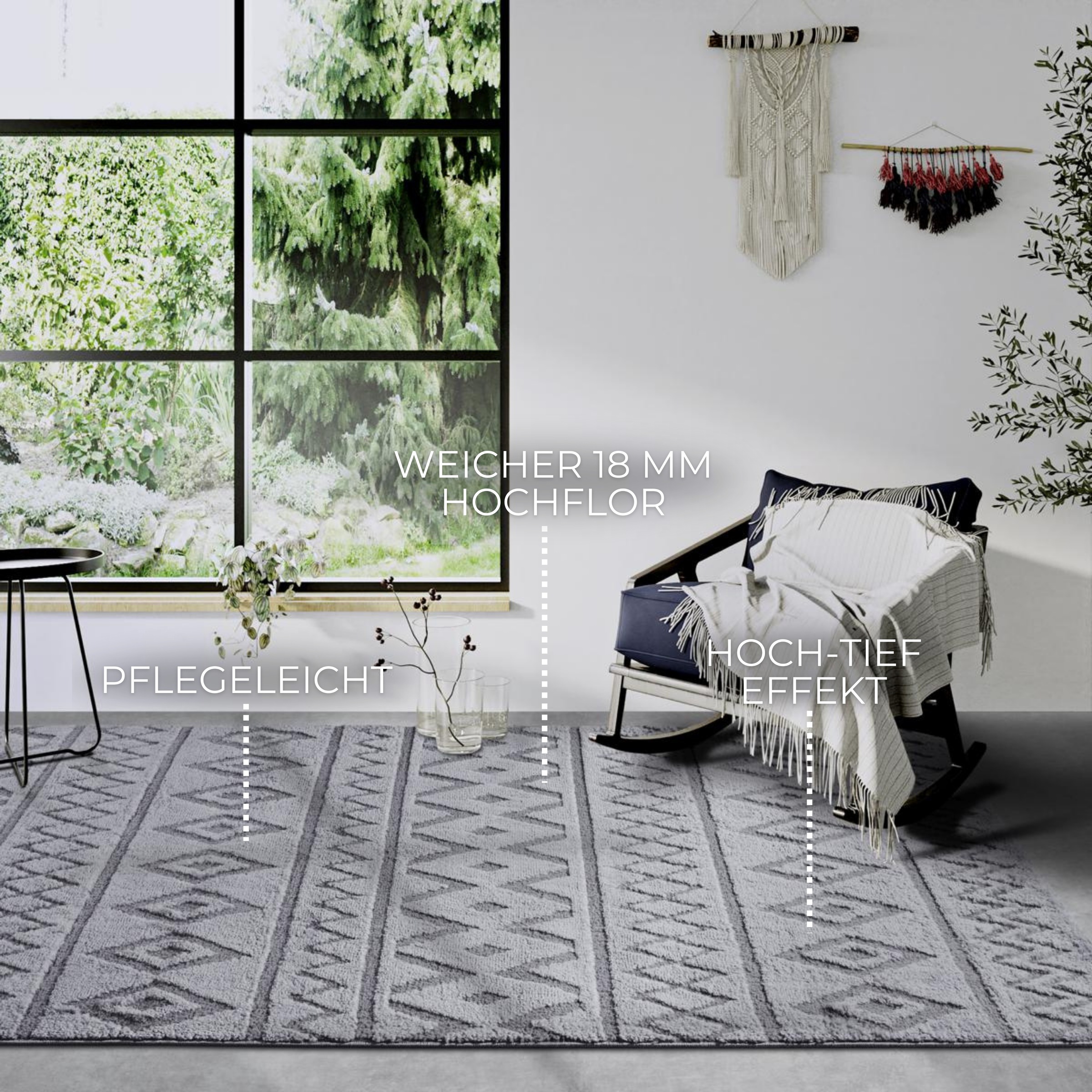 ELLE DECORATION Designteppich »Itinerance«, rechteckig, 18 mm Höhe, Hochflor, Shaggy, Läufer, weich, Langflor, modern, Hoch Tief Effekt