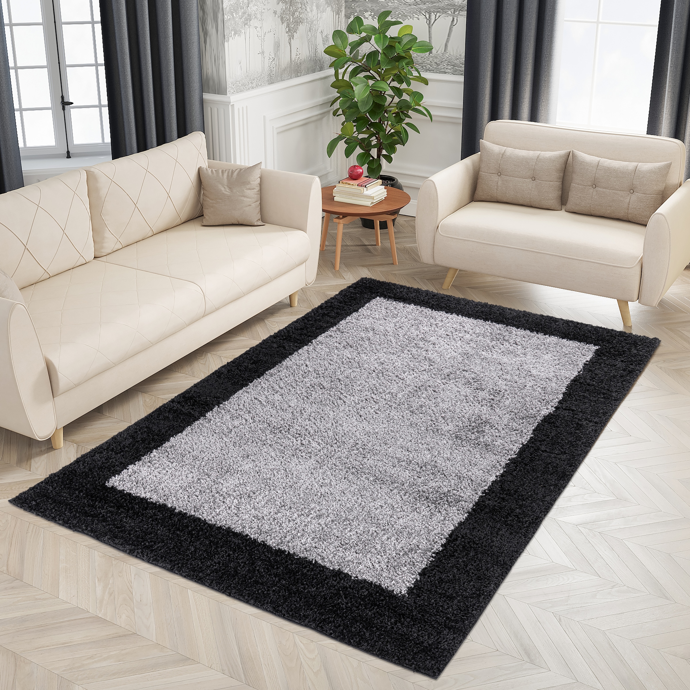 OTTO home Hochflor-Teppich »Liams« rechteckig 30 mm Höhe mit Bordüre, besonders weich und kuschelig, Wohnzimmer, Schlafzimmer