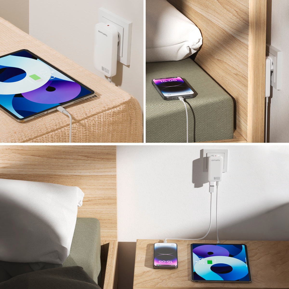 4smarts USB-Ladegerät »FlatPlug Slim Dual 45W GaN 2x USB-C« extrem flaches Design