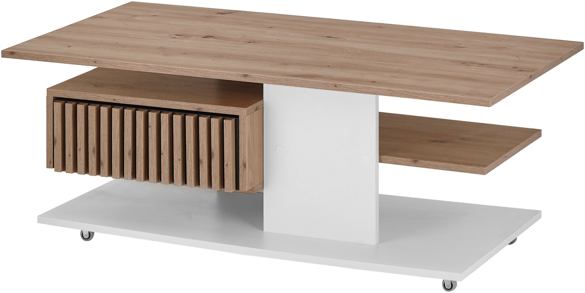 Stolkom Couchtisch »Ally Wohnzimmertisch rollbar Weiß, Artisan Dekor, BxHxT günstig online kaufen