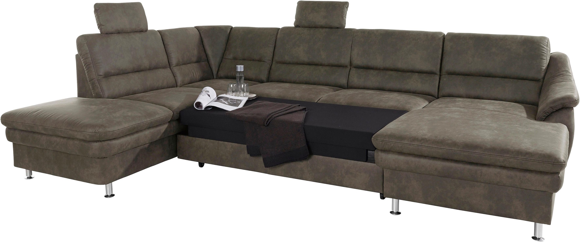 sit&more Wohnlandschaft »Cardoso U-Form«, mit Federkern und Kopfstützen, mit Bettfunktion und Relaxfunktion