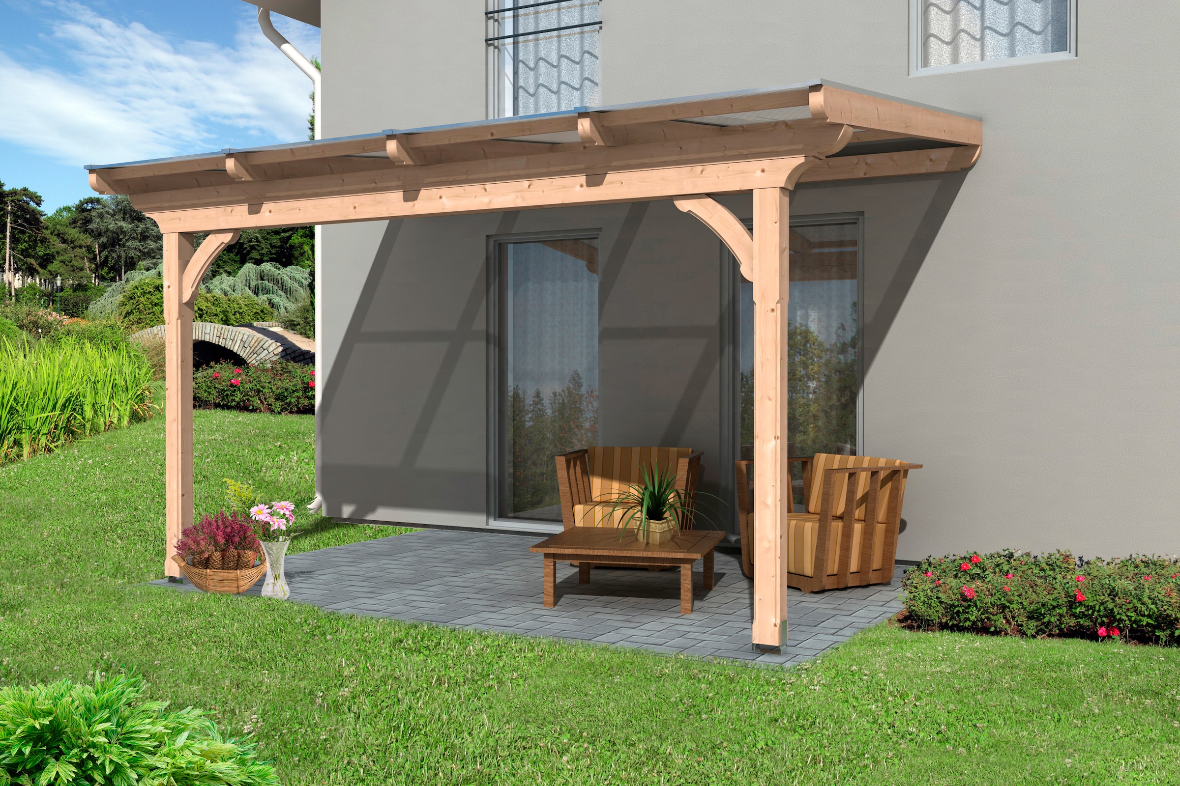 Skanholz Terrassendach »Ravenna« 434 cm Breite, verschiedene Tiefen