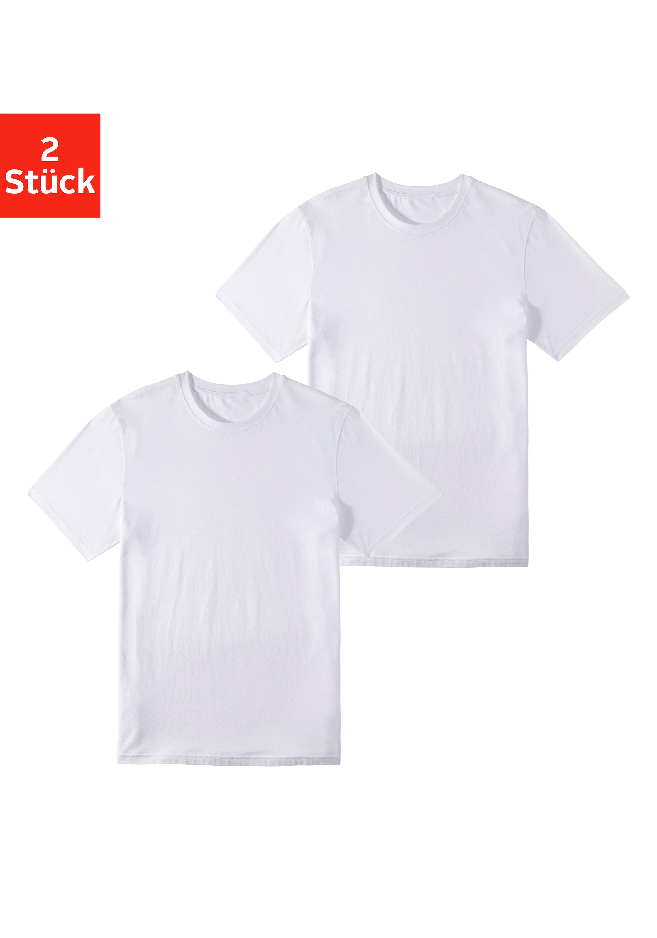 T-Shirt 2 Stk. aus angenehmer Baumwollqualität, Gr. S (44/46), weiß