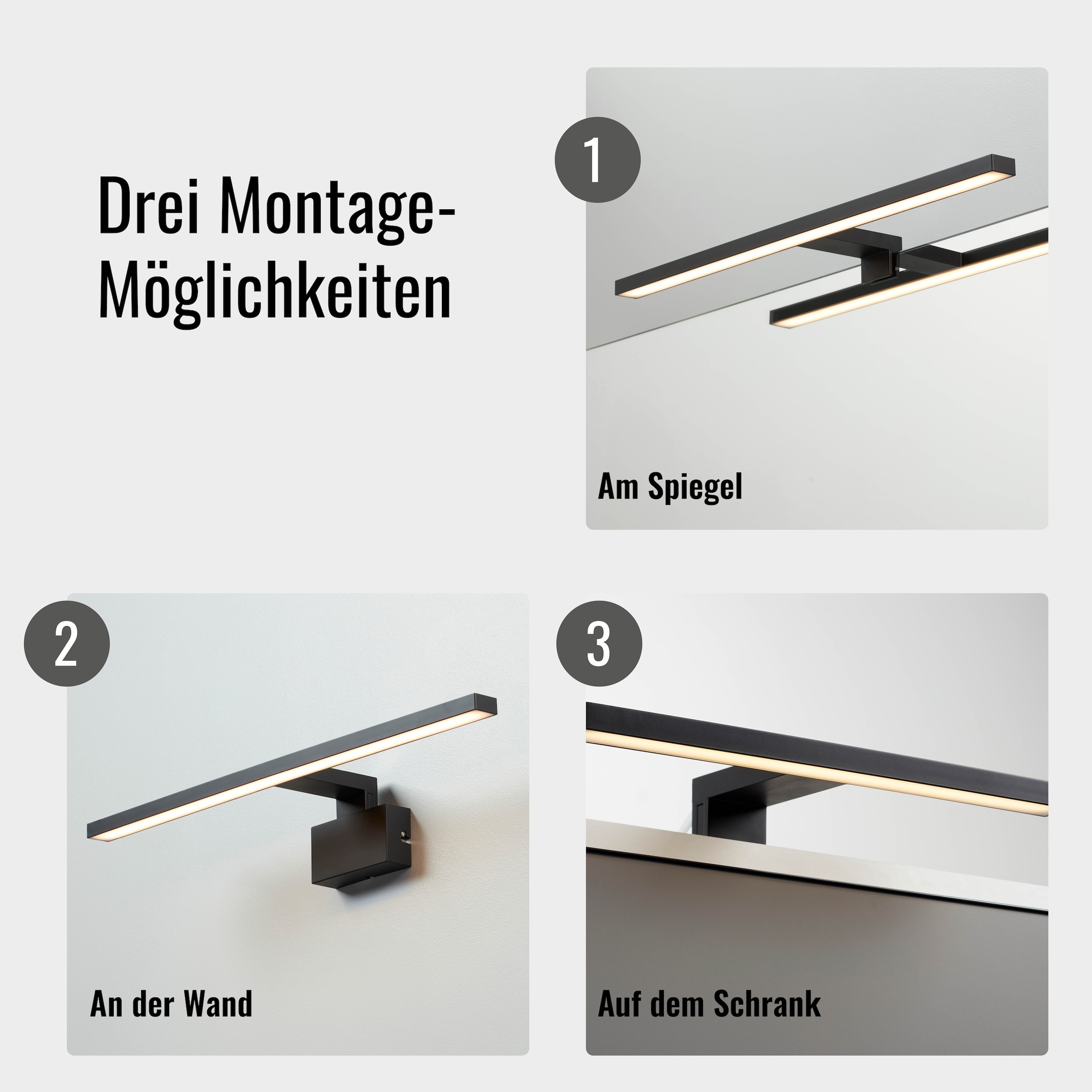 Loevschall Spiegelleuchte »Lagan NextGen, Badezimmer Lampe, LED Spiegelleuchte«, Spiegellampen für das Bad