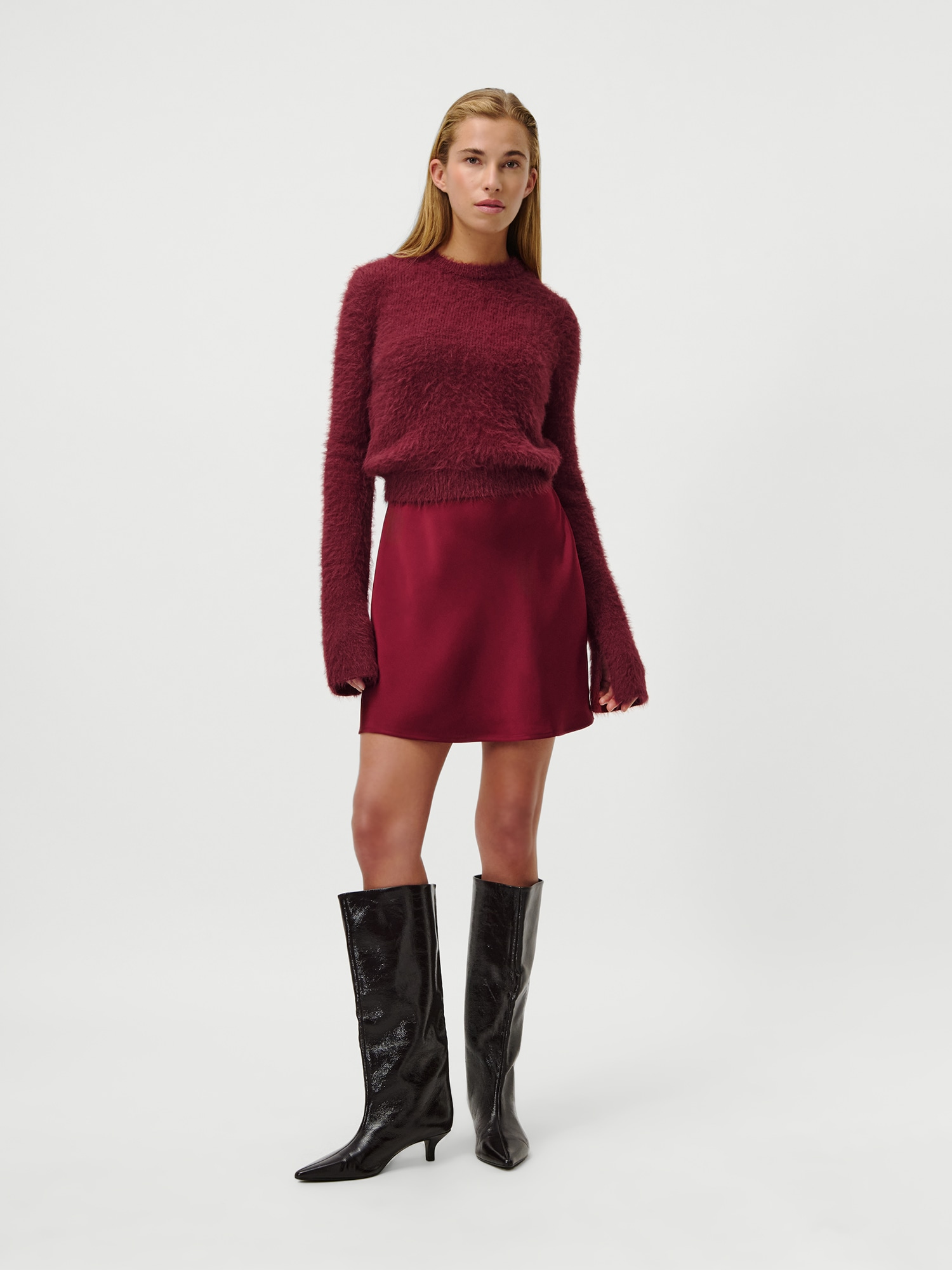 LeGer Rundhalspullover »Sharon, LeGer by Lena Gercke« aus Flauschgarn, Schlitz am Ärmel